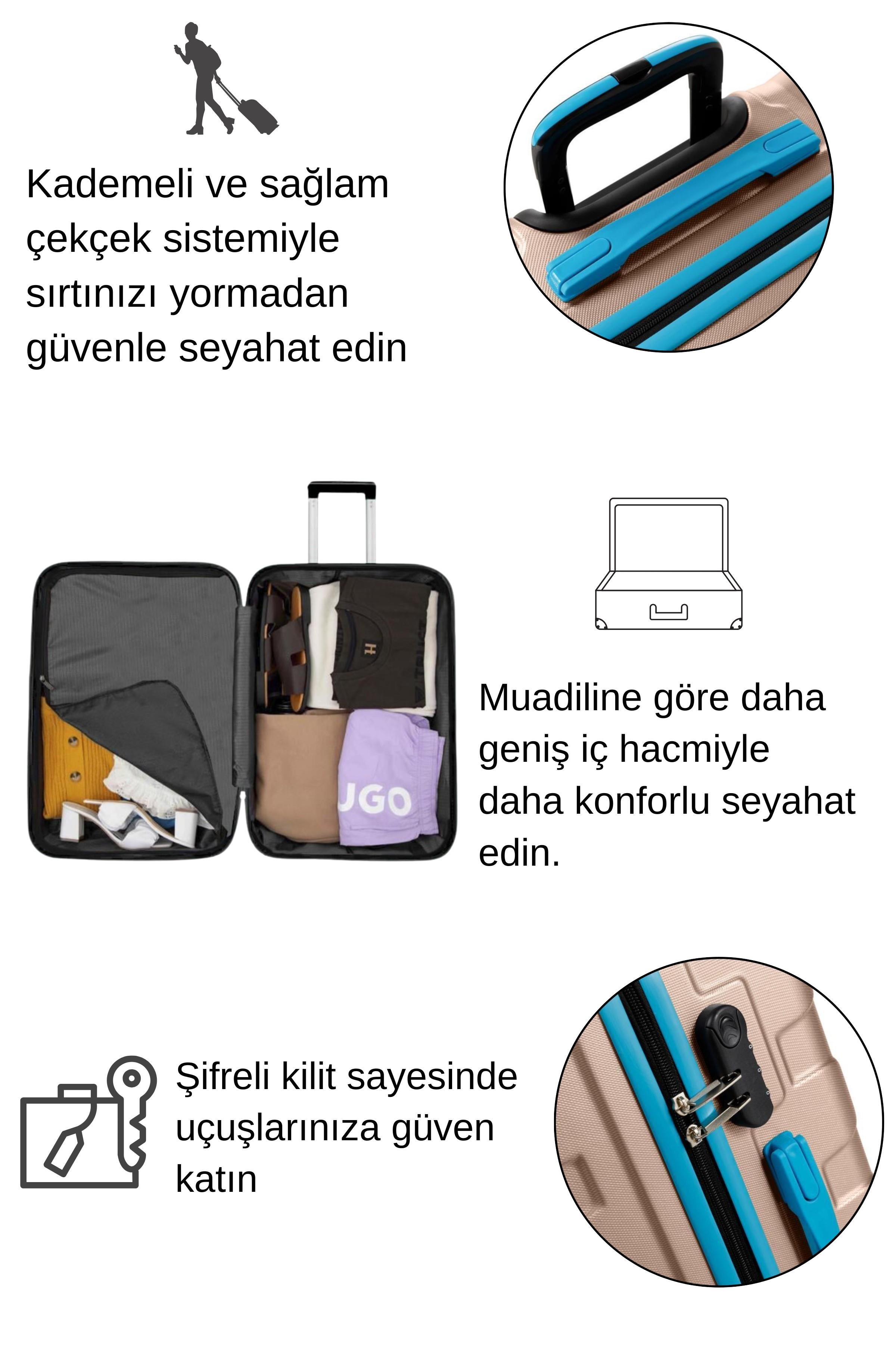 Kabin Boy Valiz 4x2 Teker Altın 1167