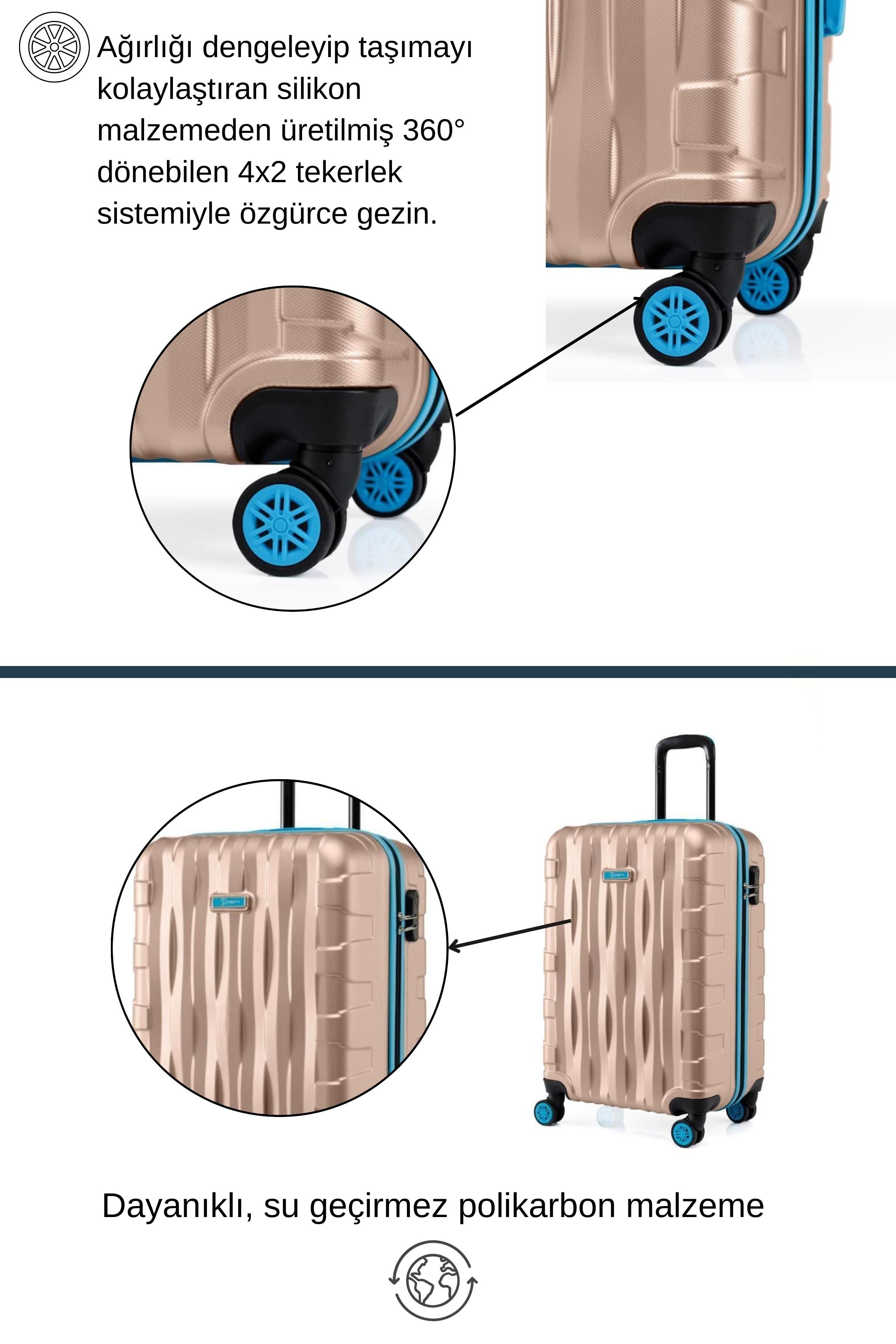 Kabin Boy Valiz 4x2 Teker Altın 1167