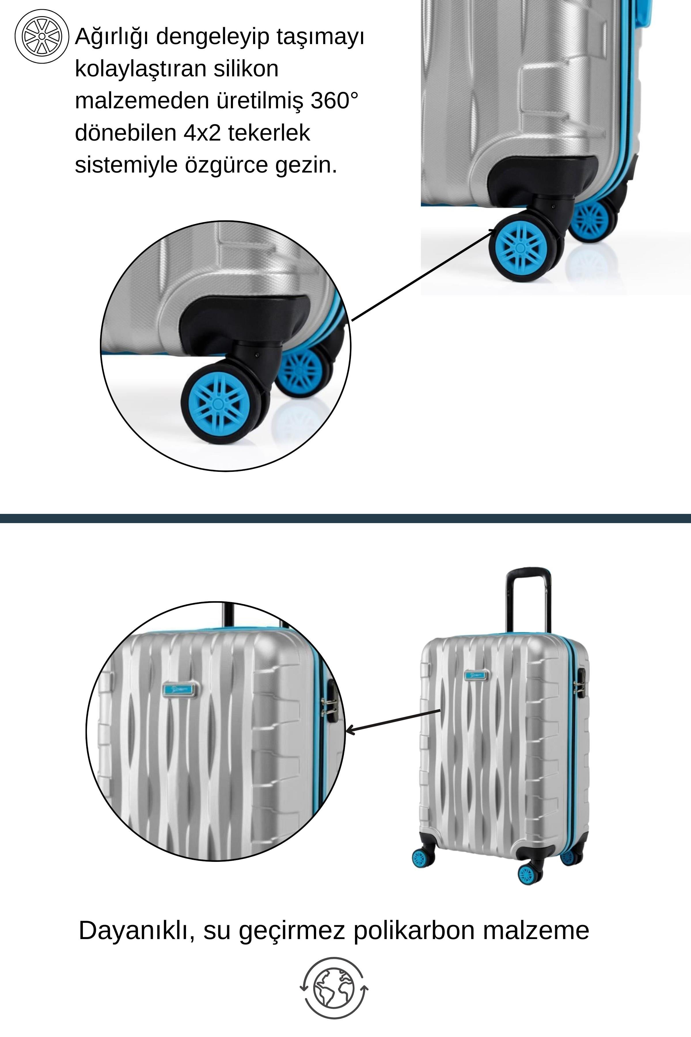 Kabin Boy Valiz 4x2 Teker Gri 1167