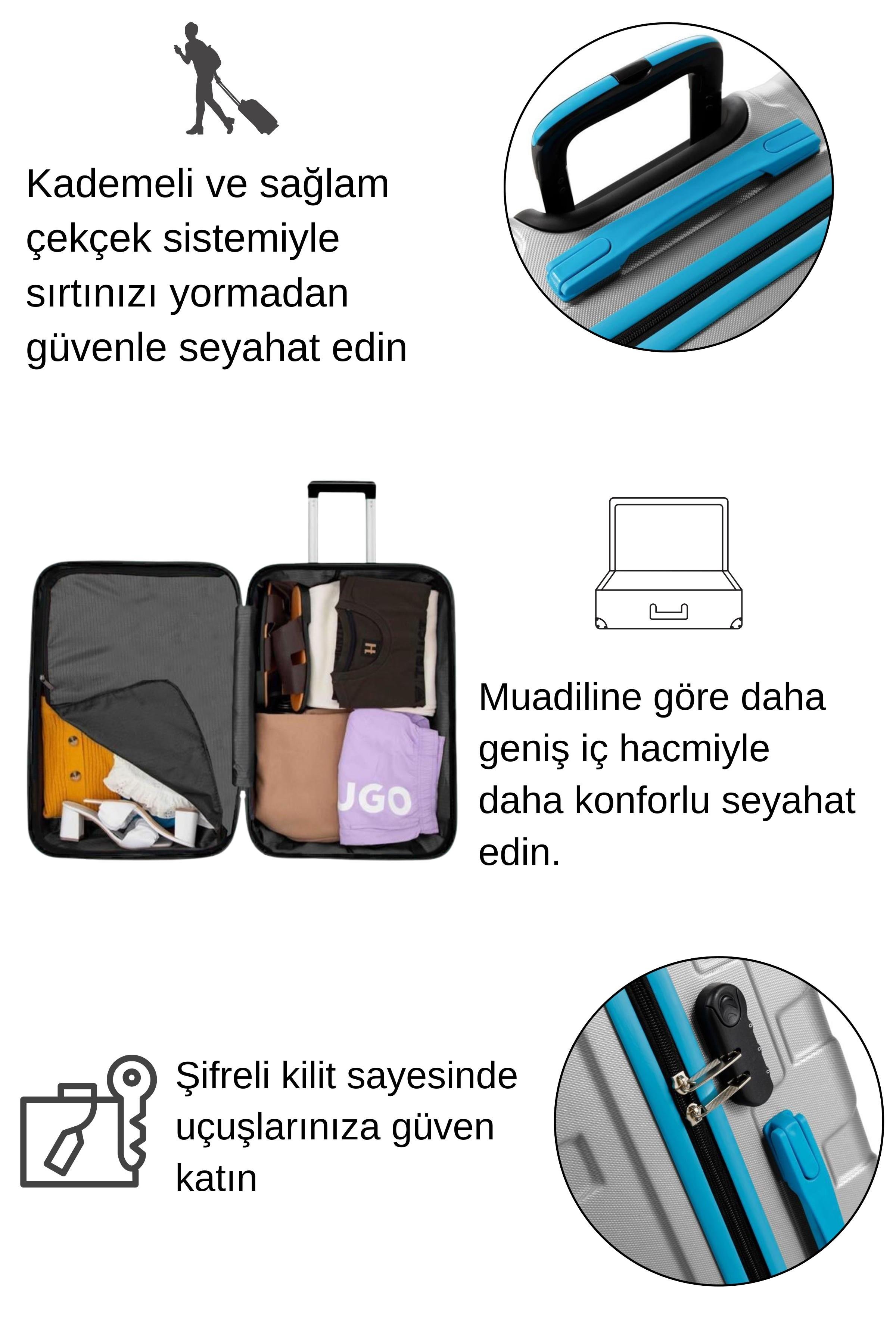 Kabin Boy Valiz 4x2 Teker Gri 1167