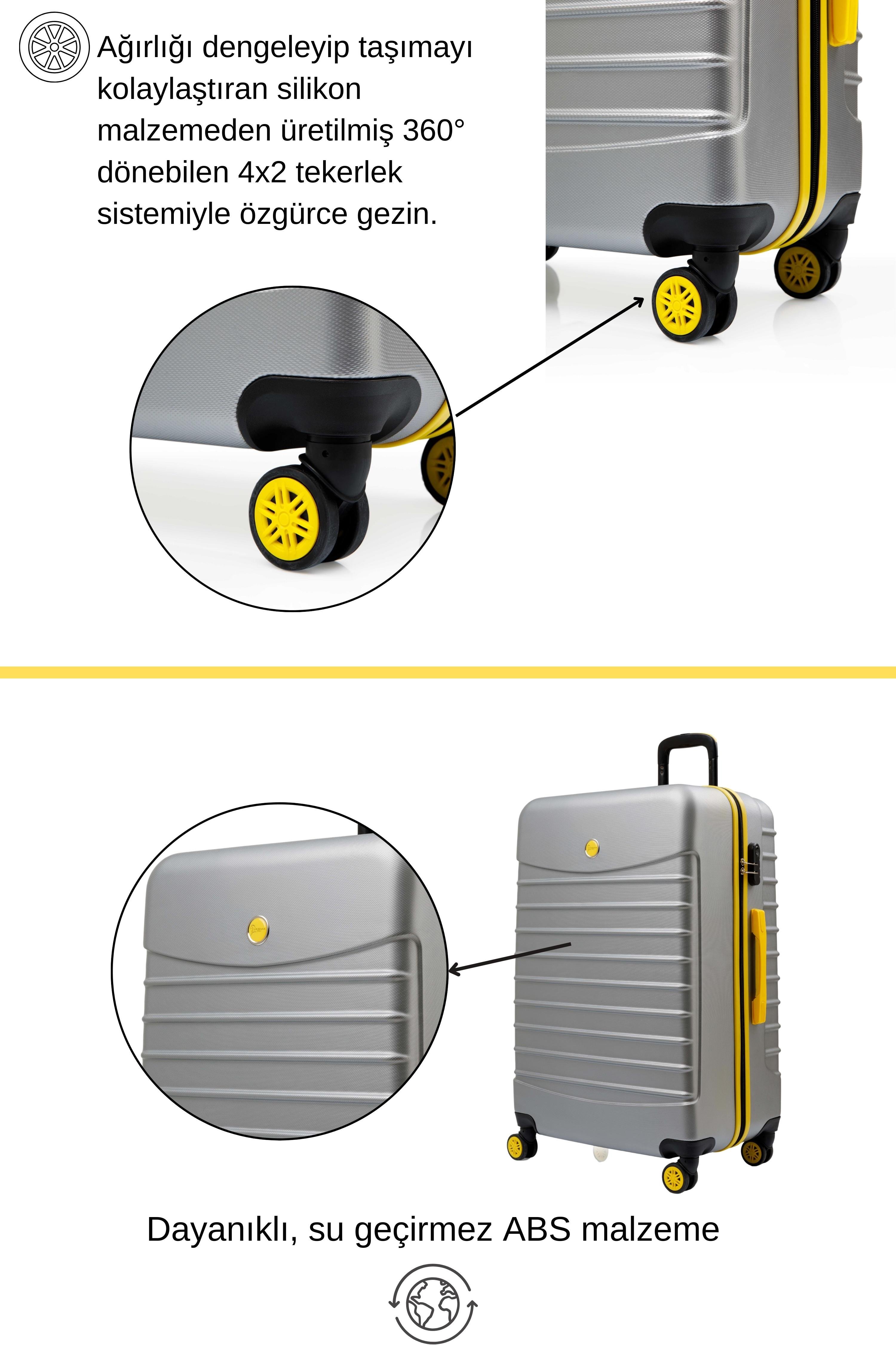 Kabin Boy Valiz 4x2 Teker Gri 1168