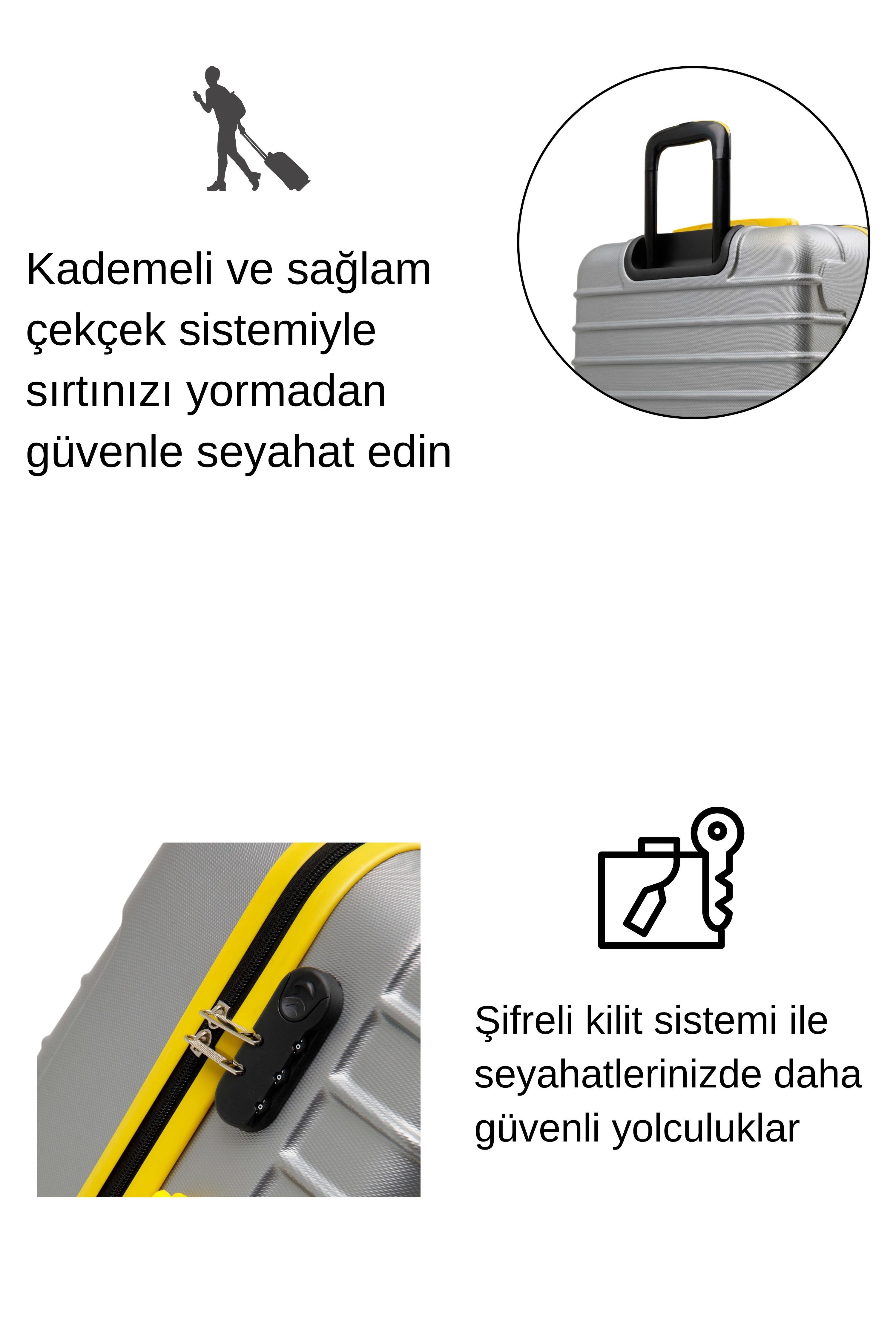 Kabin Boy Valiz 4x2 Teker Gri 1168