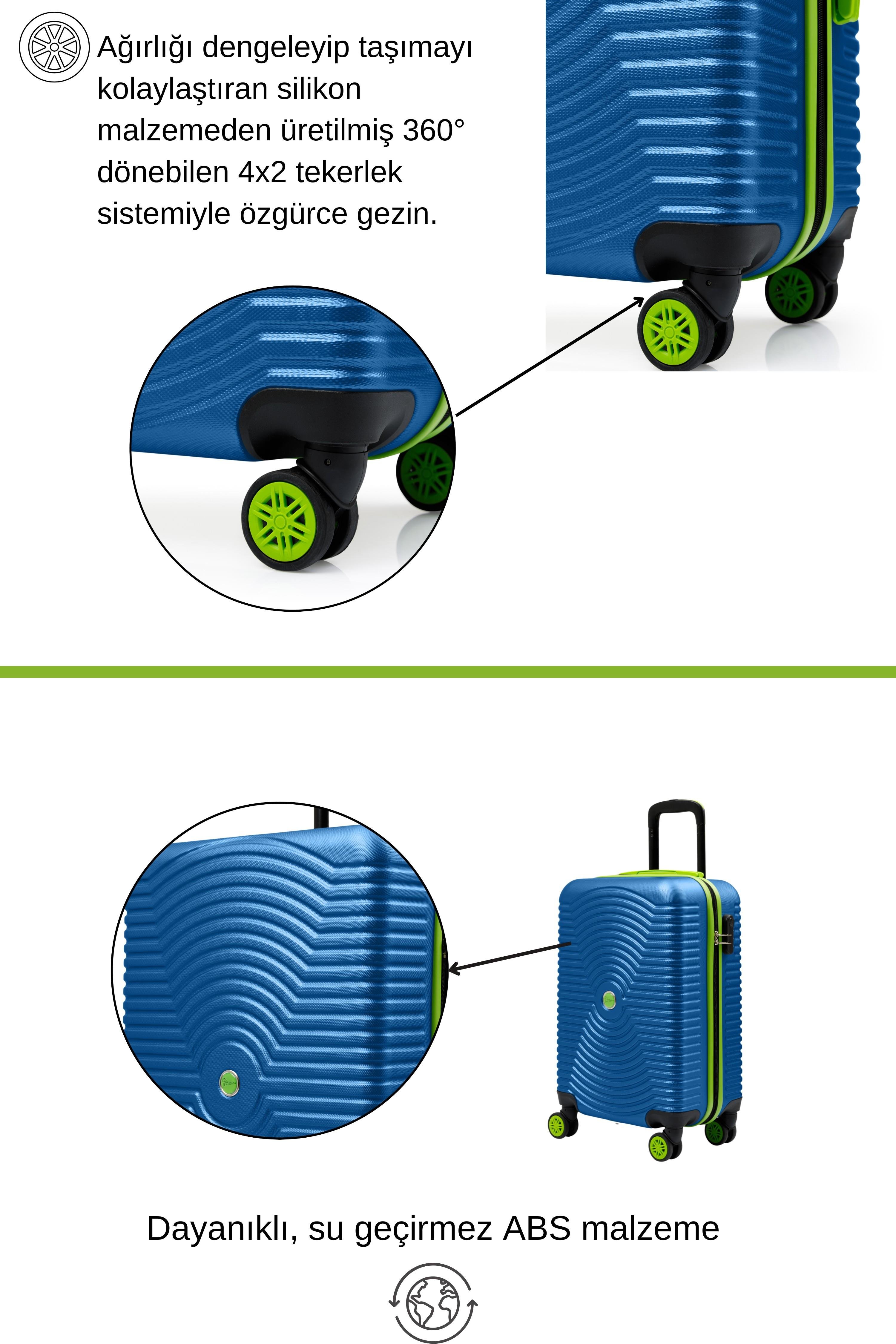 Kabin Boy Valiz 4x2 Teker Mavi 1169