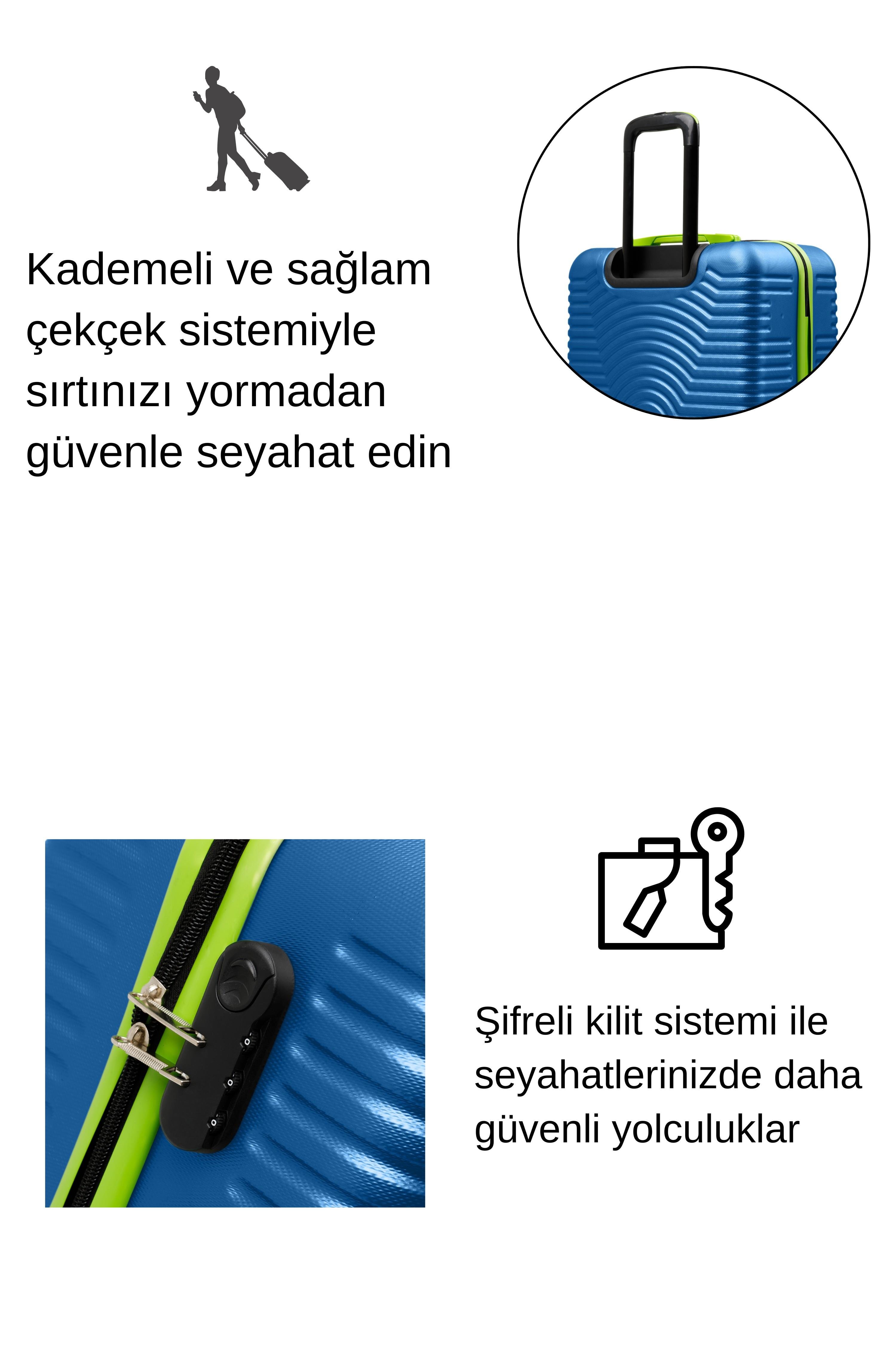 Kabin Boy Valiz 4x2 Teker Mavi 1169