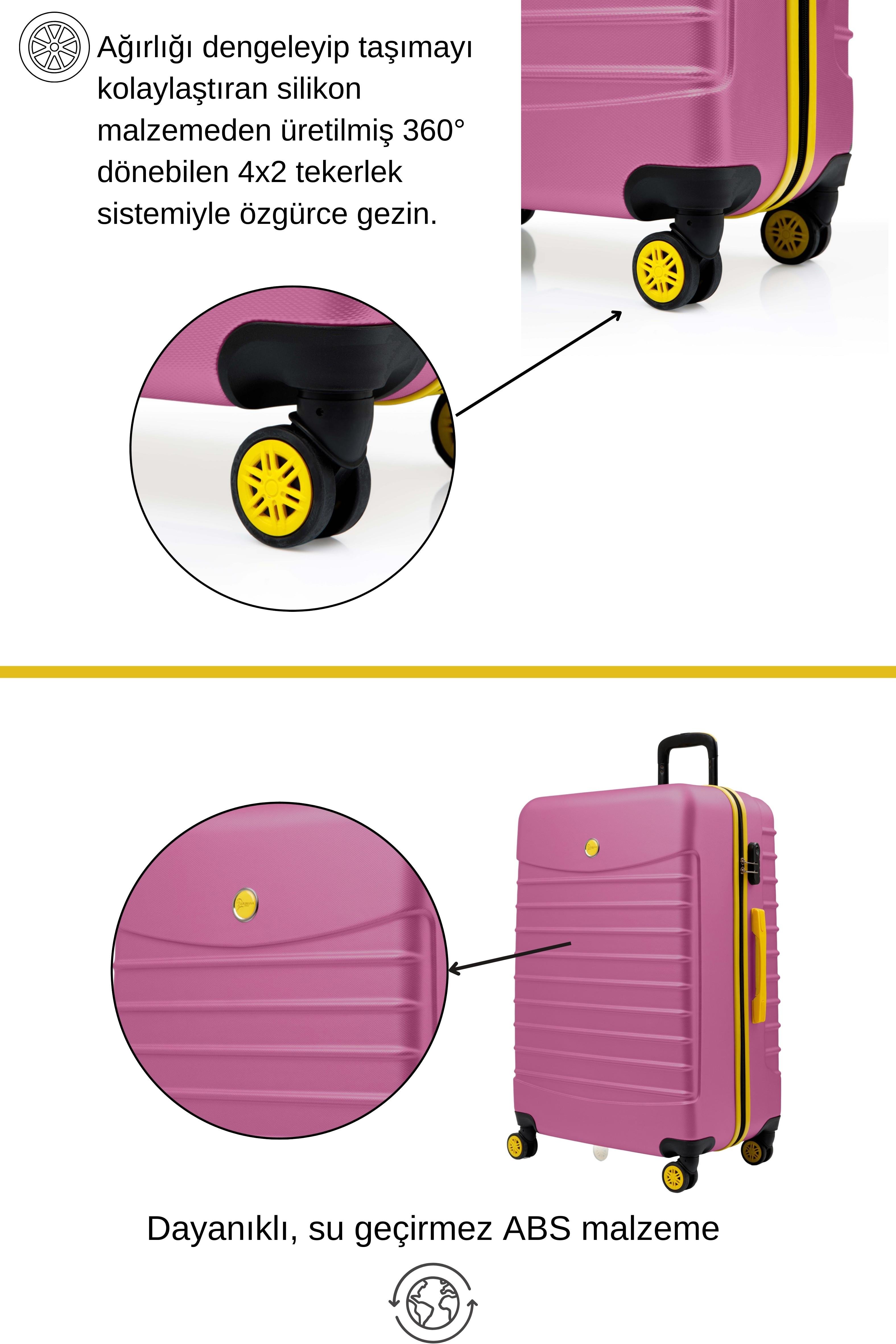 Kabin Boy Valiz 4x2 Teker Pembe 1168