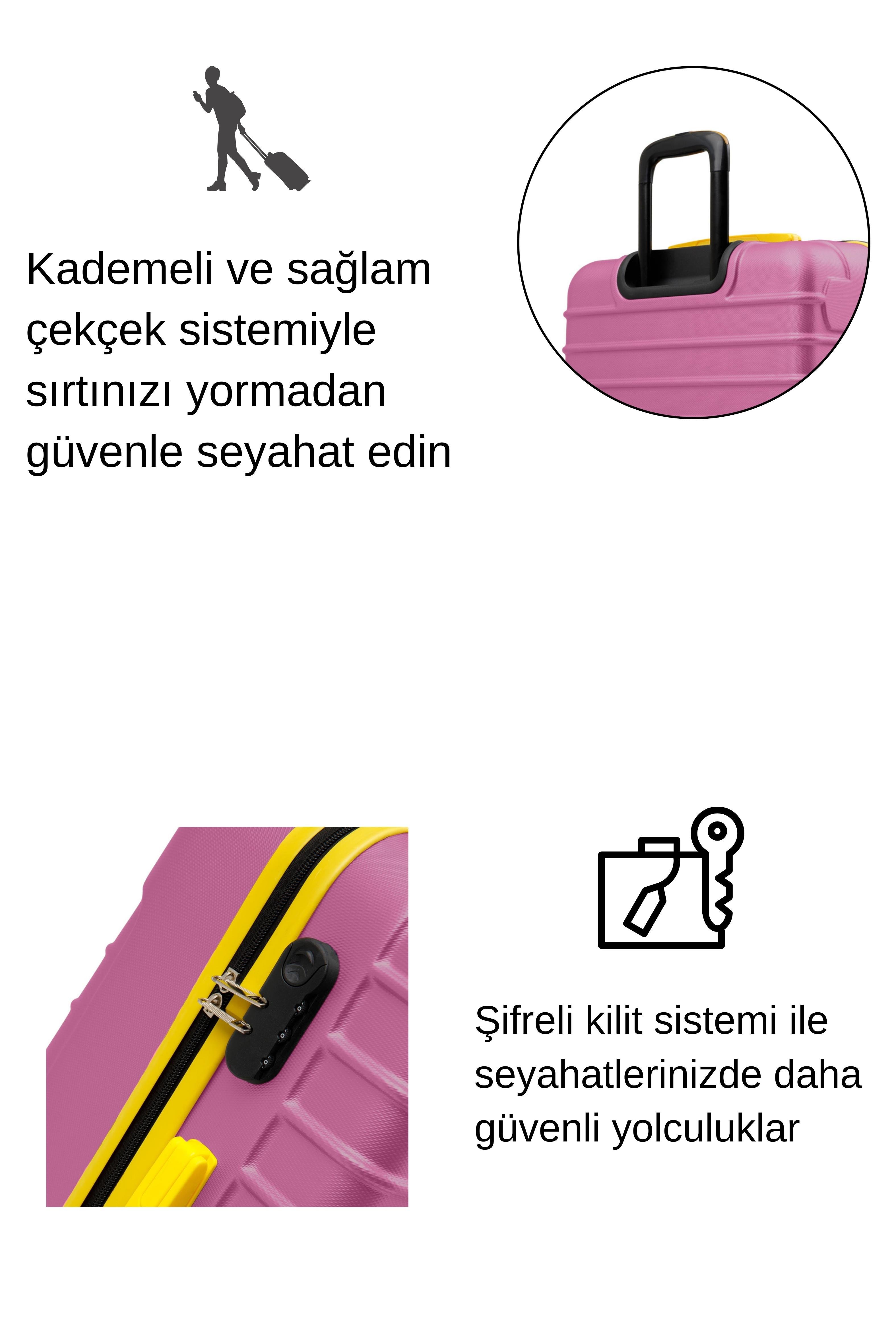 Kabin Boy Valiz 4x2 Teker Pembe 1168