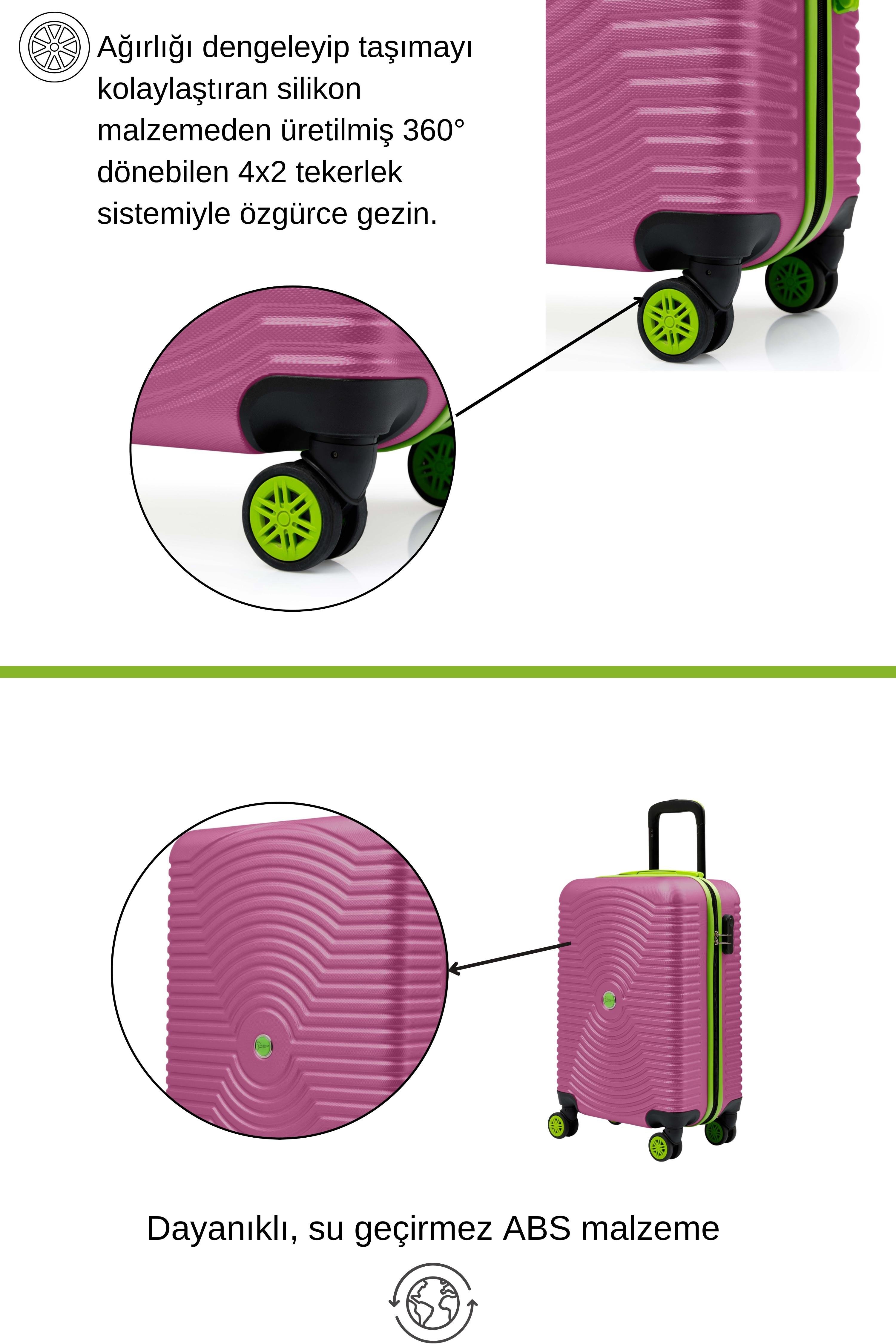 Kabin Boy Valiz 4x2 Teker Pembe 1169