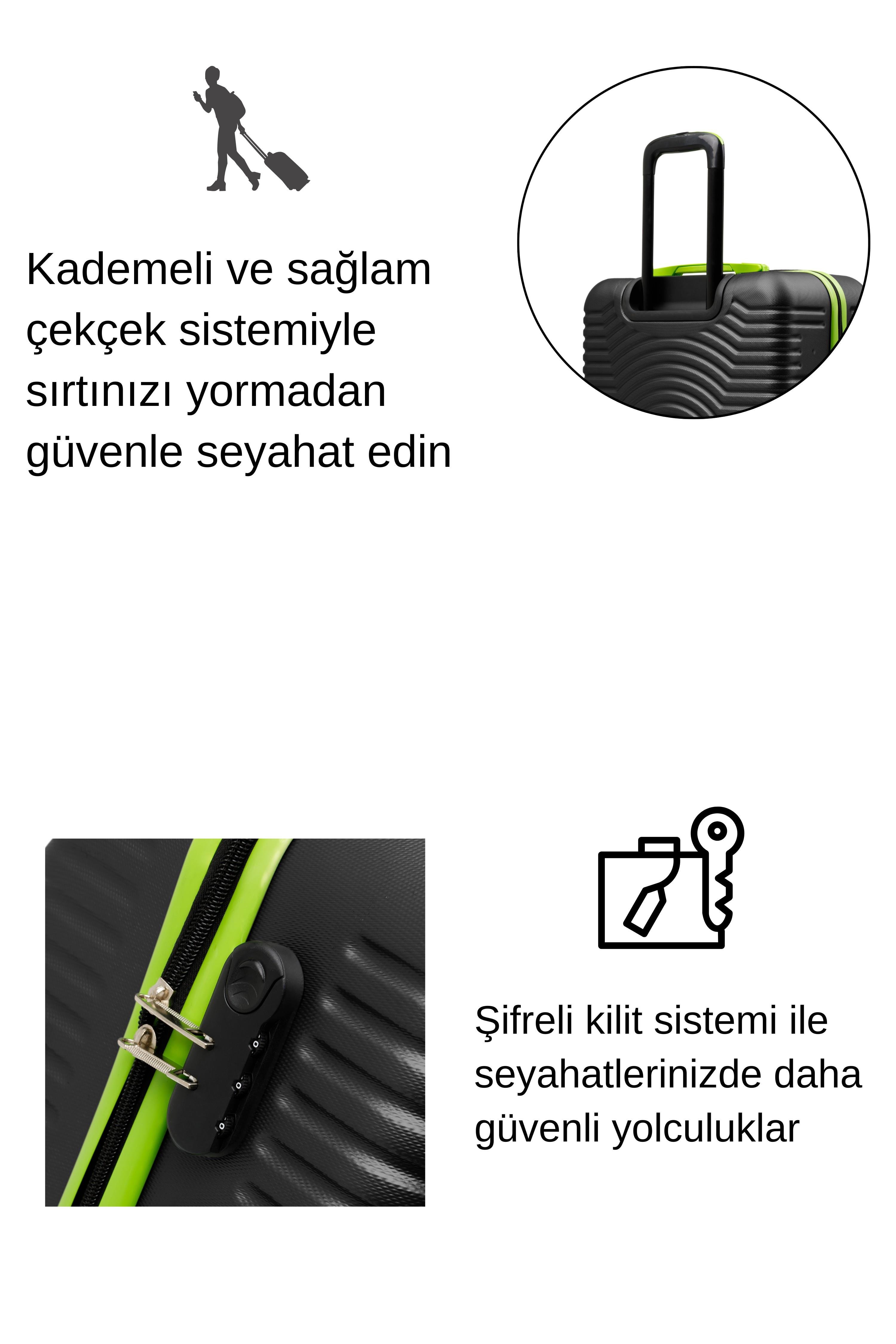 Kabin Boy Valiz 4x2 Teker Siyah 1169