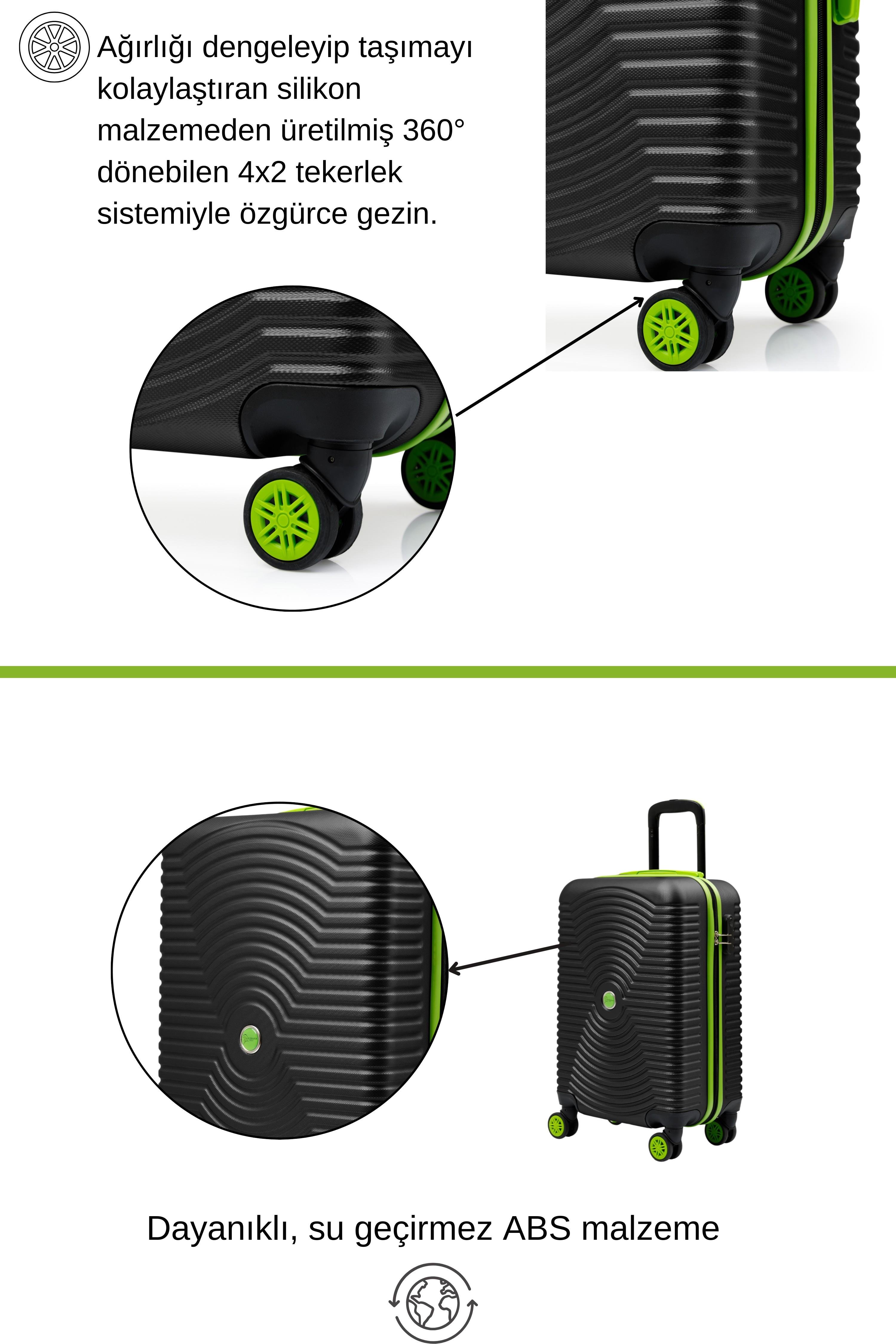 Kabin Boy Valiz 4x2 Teker Siyah 1169