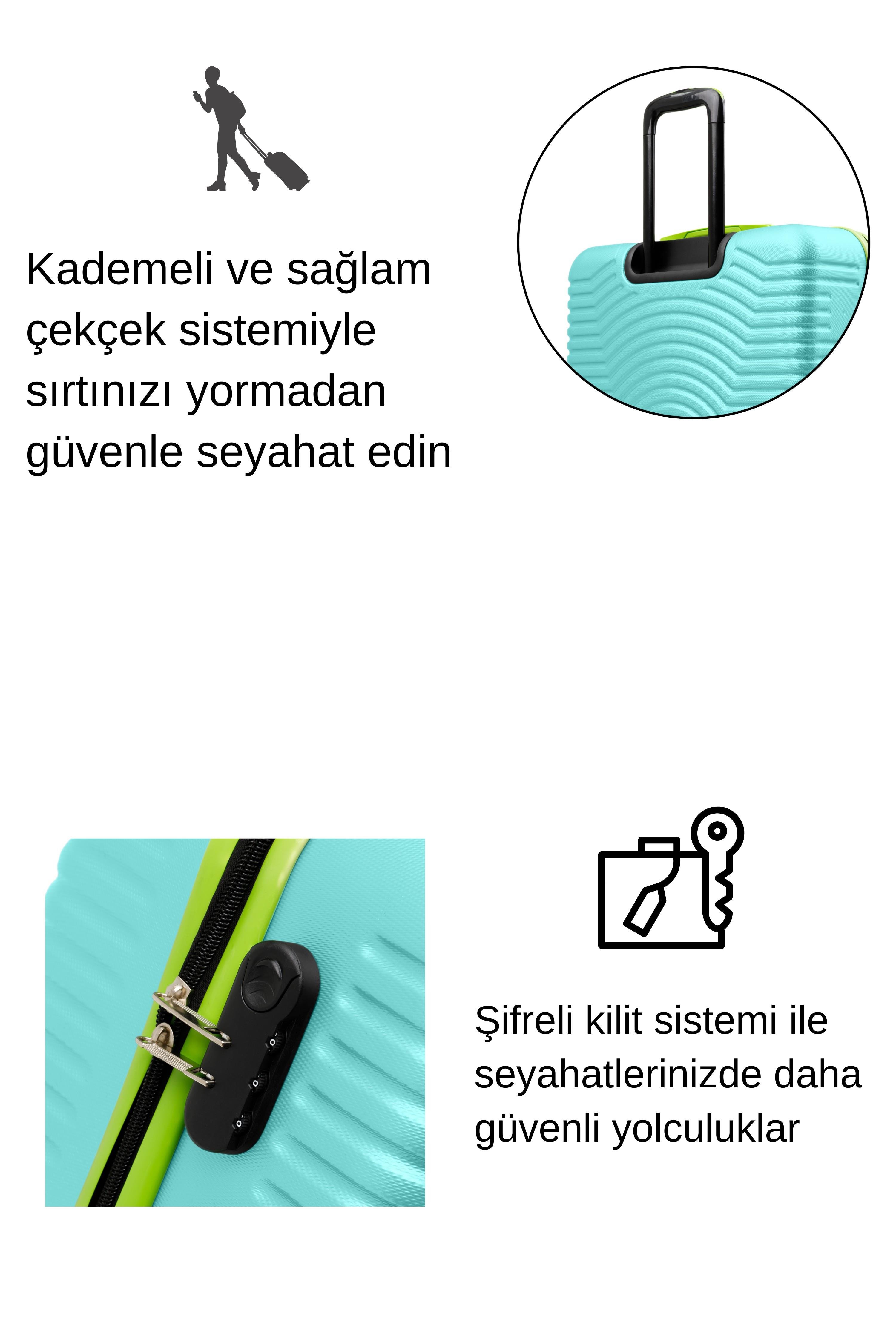 Kabin Boy Valiz 4x2 Teker Su Yeşili 1169