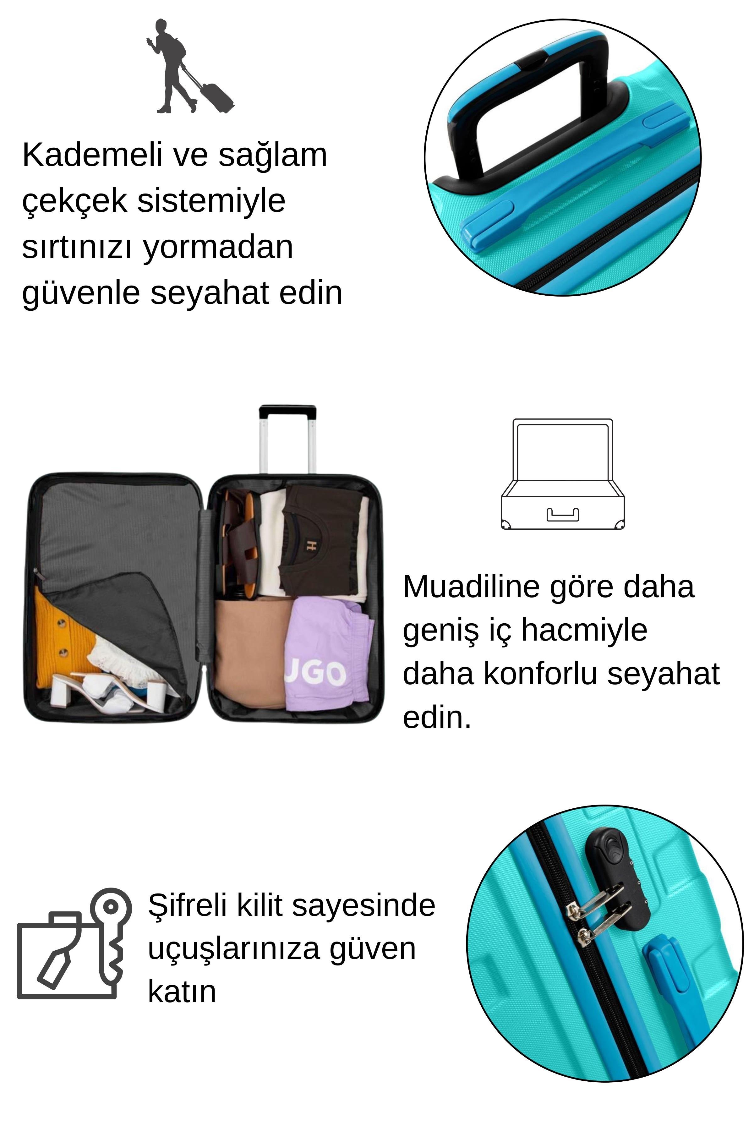 Kabin Boy Valiz 4x2 Teker Su Yeşili 1167