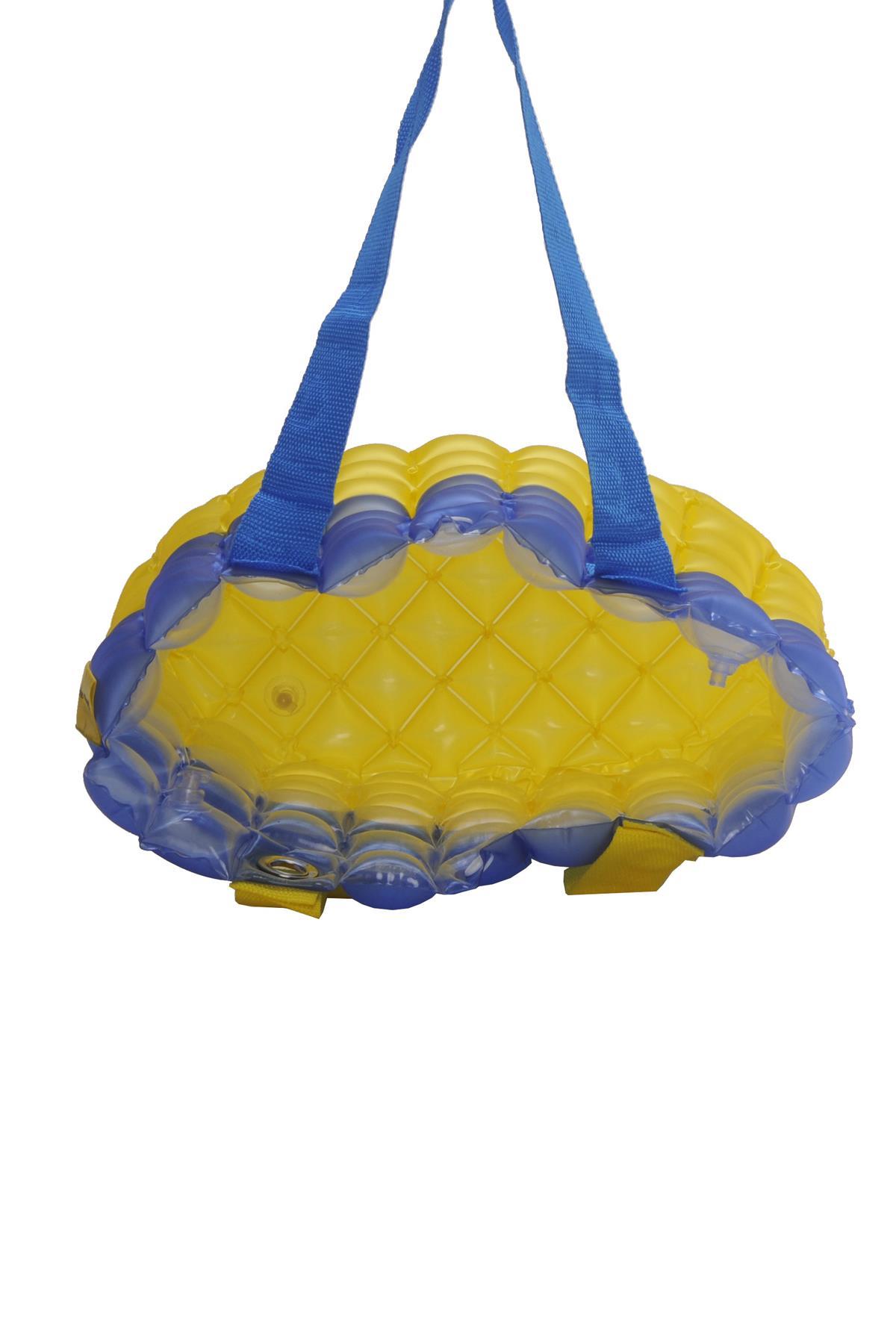 Kadın Plaj Çantası Sarı Mavi Şişme Omuz Çanta Plj06