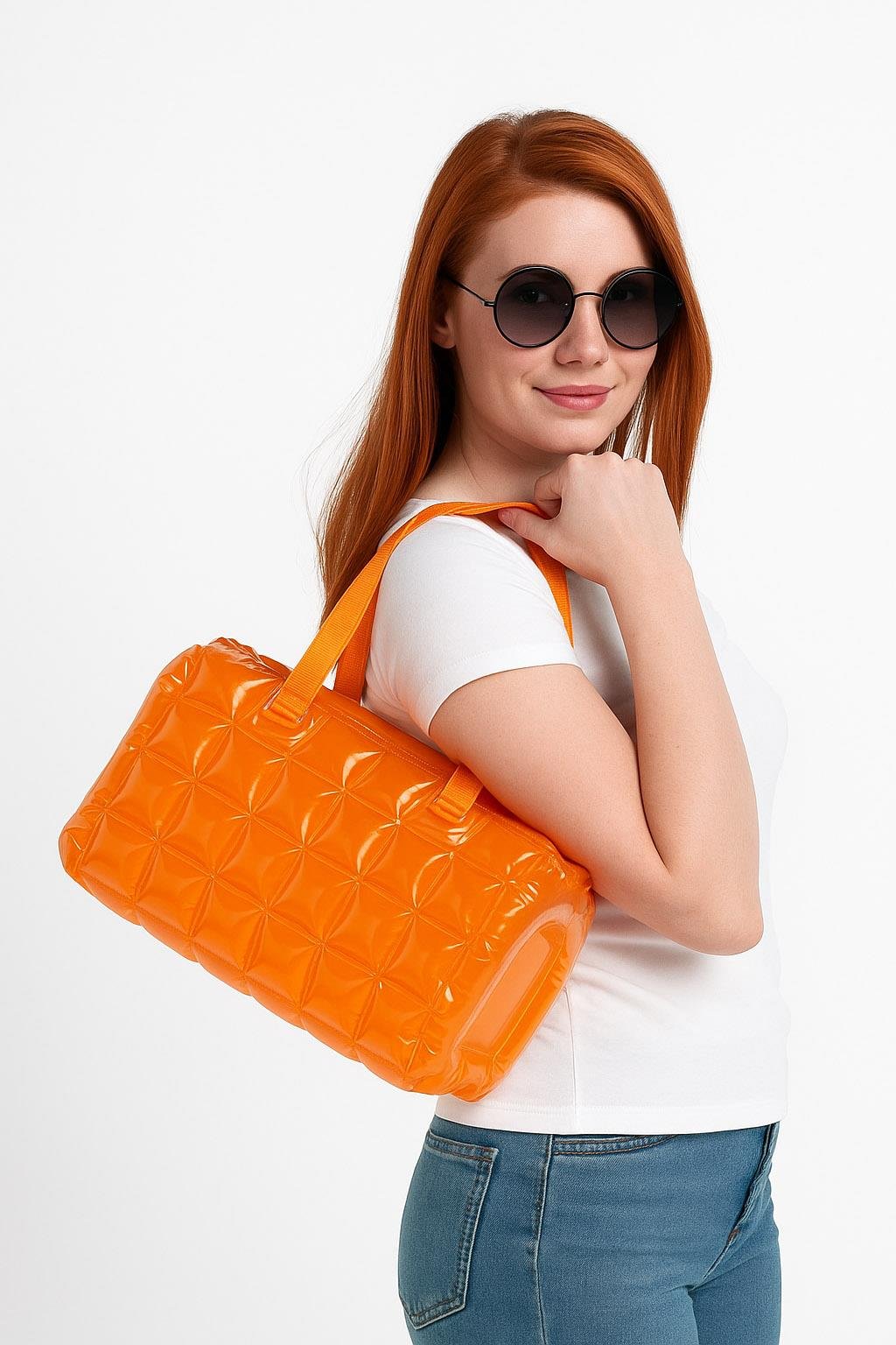 Kadın Plaj Çantası Turuncu Şişme Omuz Çanta Plj04