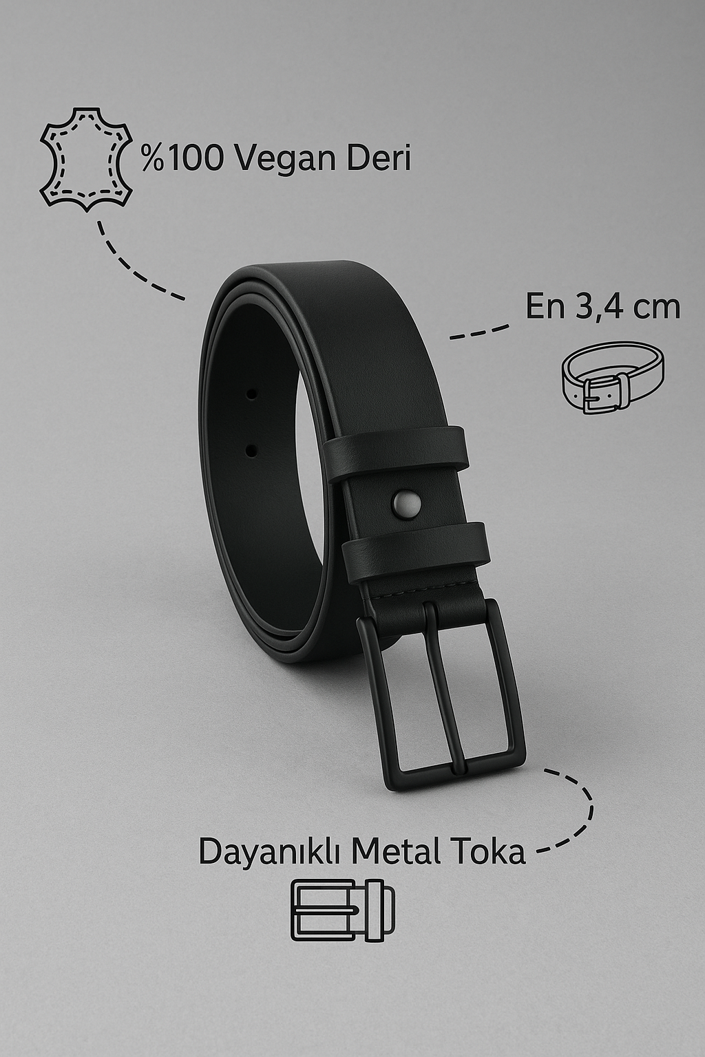 Kırılmaz Suni Deri Erkek Klasik Kemer Siyah 0153