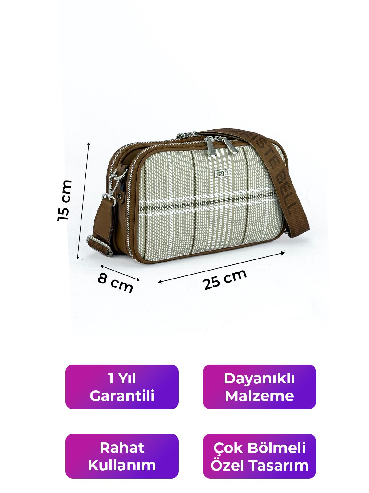 Kriste Bell Kadın Çapraz Askılı Çanta Bej Taba 7146-E