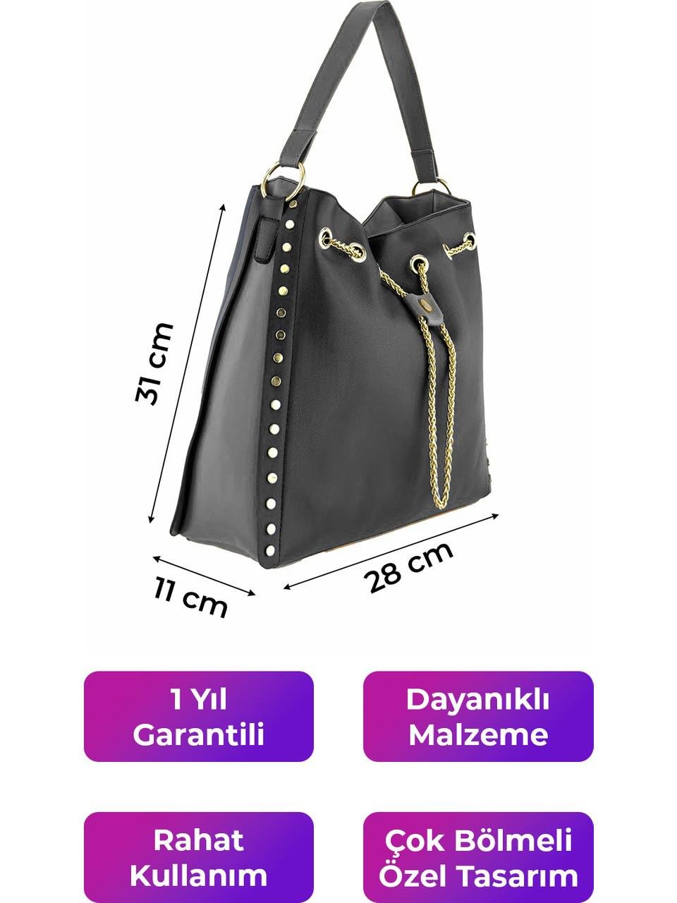 Kriste Bell Kadın Omuz Çantası Siyah 7247