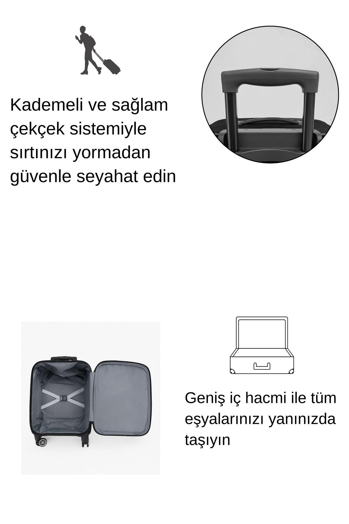 Louisiana Polo 3'lü Set Büyük Orta Ve Kabin Boy Kumaş Valiz Antrasit 2308