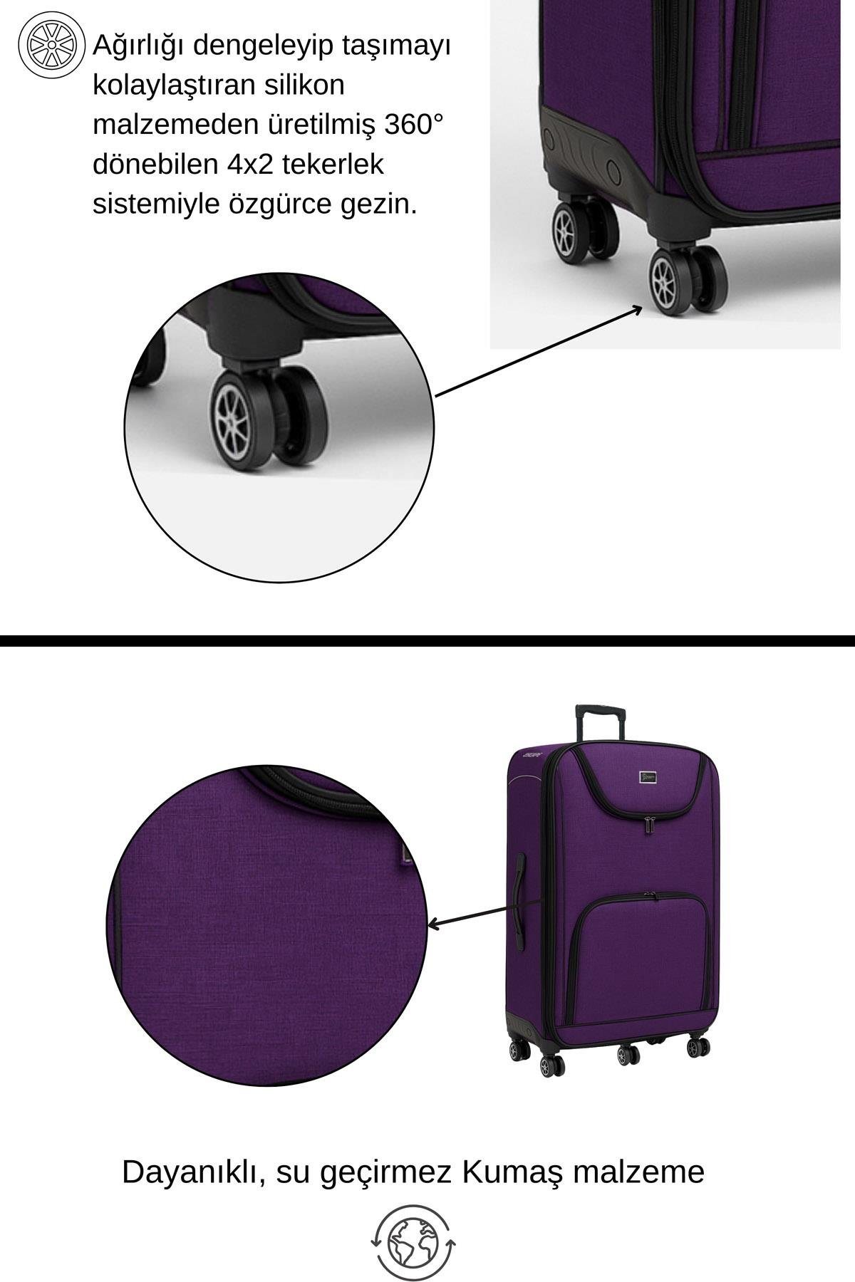 Louisiana Polo Battal Boy Bolonya Kumaş Valiz Mor 2308