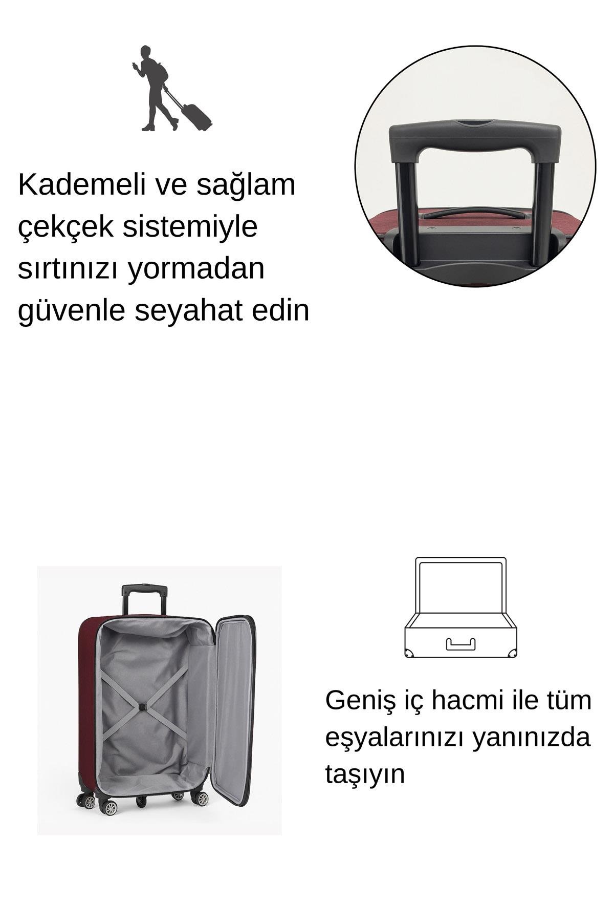 Louisiana Polo Battal Boy Bolonya Kumaş Valiz Bordo 2308