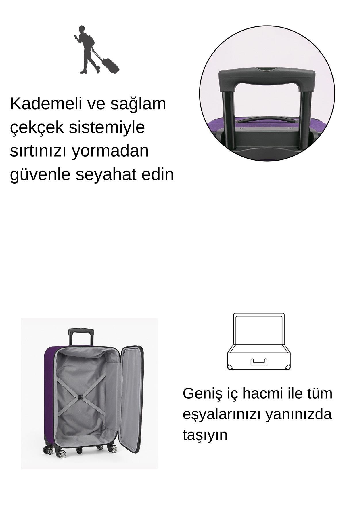 Louisiana Polo Battal Boy Bolonya Kumaş Valiz Mor 2308