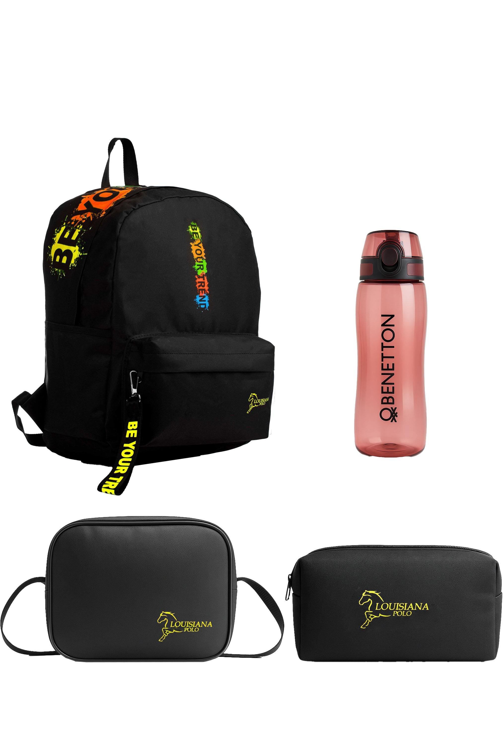 Louisiana Polo Okul Seti – Çanta + Termal Beslenme + Kalemlik + Kırmızı Matara Multicolor 1140