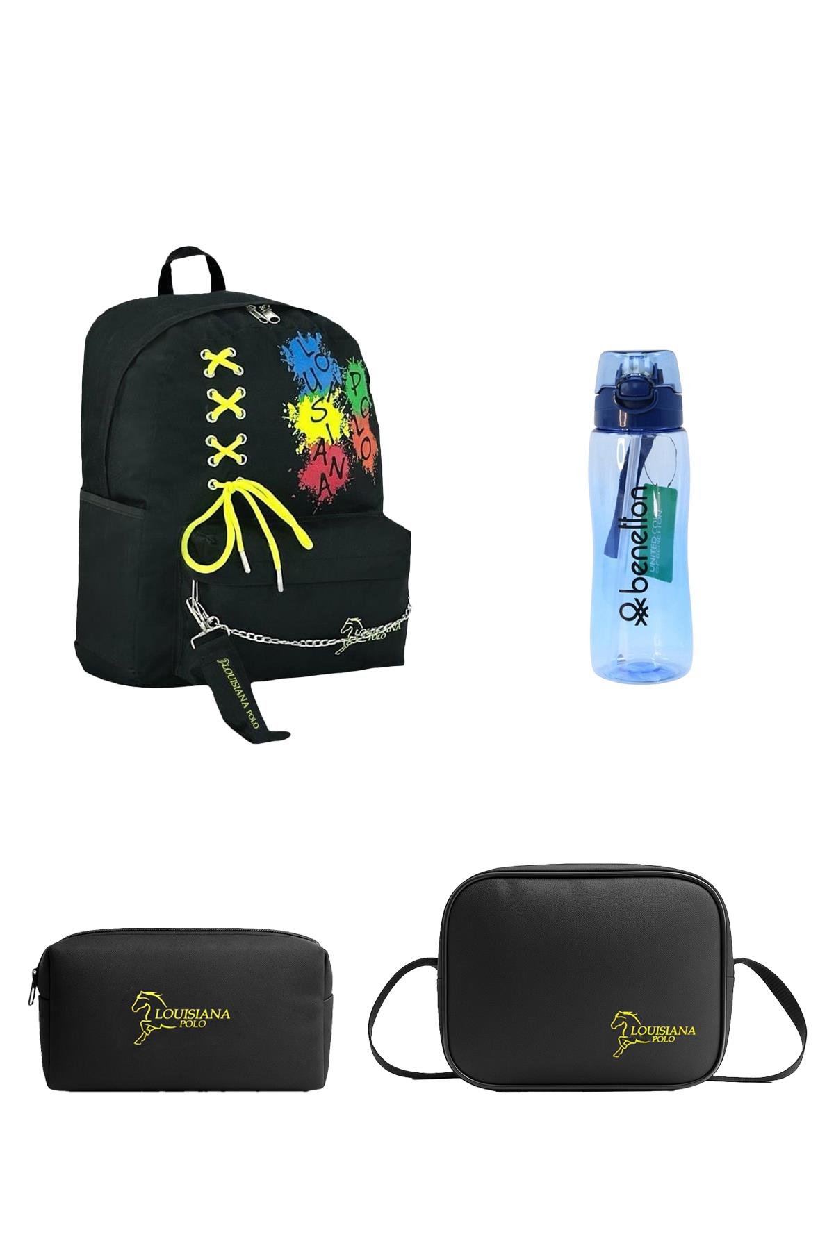 Louisiana Polo Okul Seti – Çanta + Termal Beslenme + Kalemlik + Mavi Matara Multicolor 1141