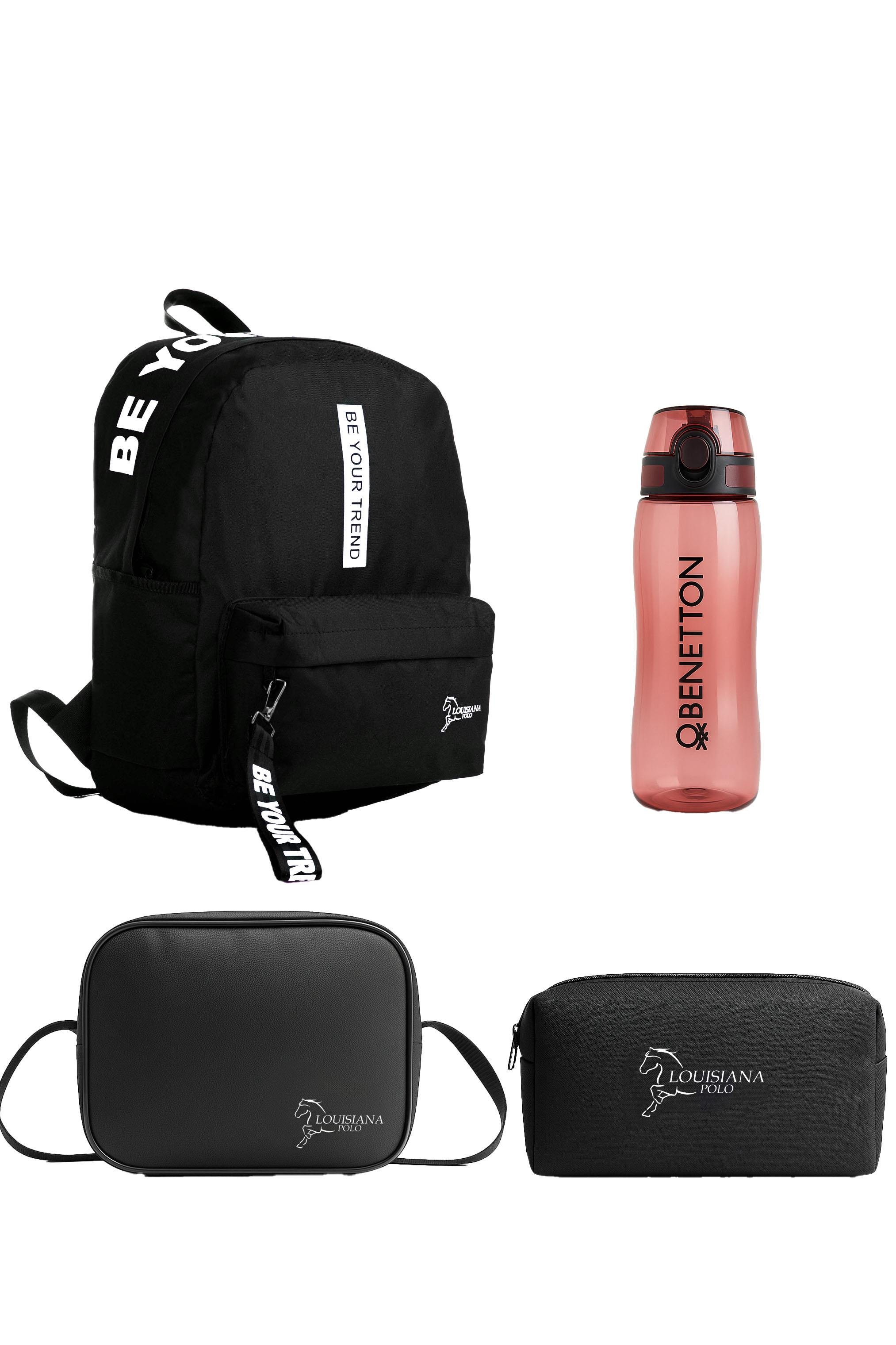 Louisiana Polo Okul Seti – Çanta + Termal Beslenme + Kalemlik + Kırmızı Matara Beyaz 1140