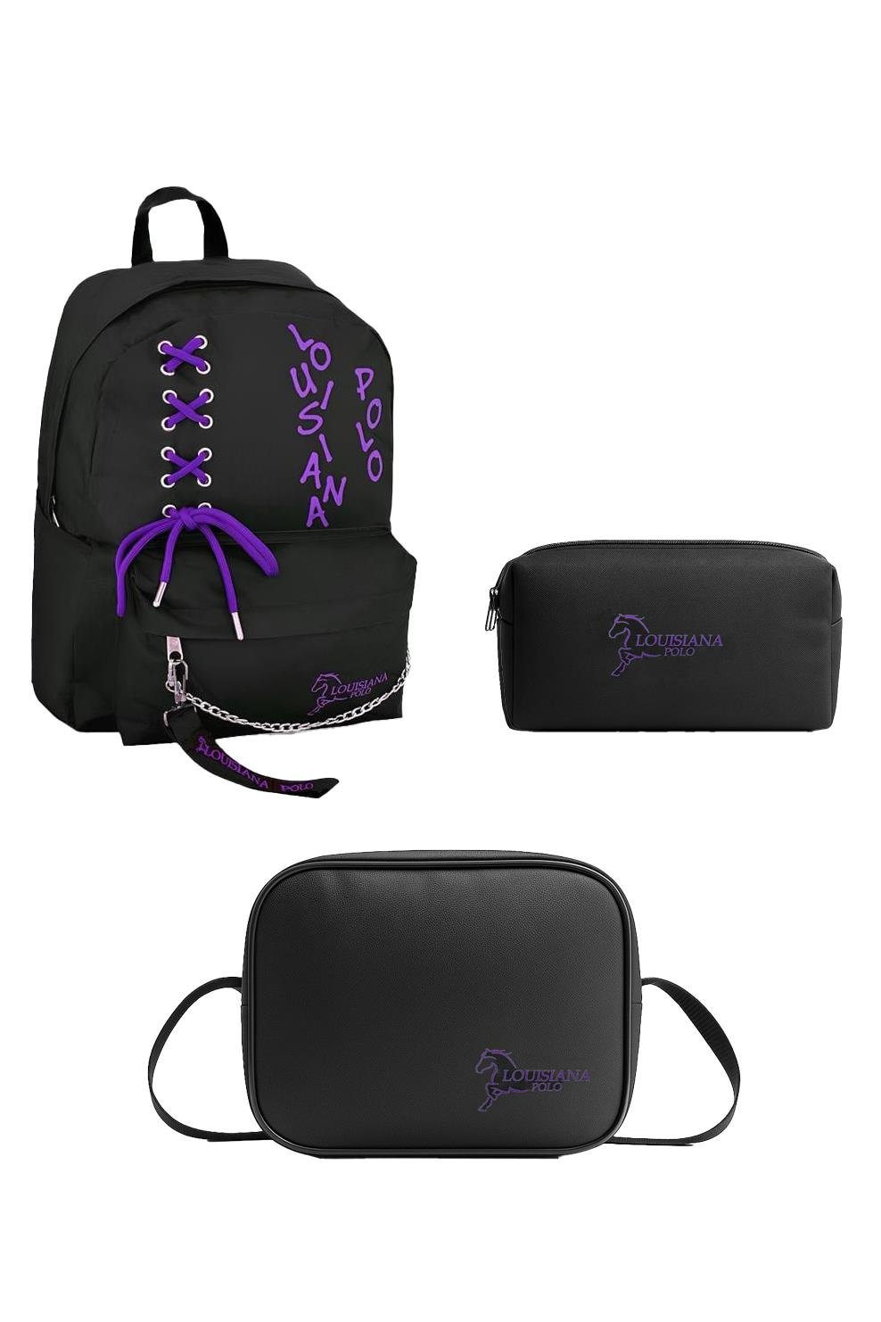 Louisiana Polo Okul Seti – Çanta + Termal Beslenme + Kalemlik Mor 1141
