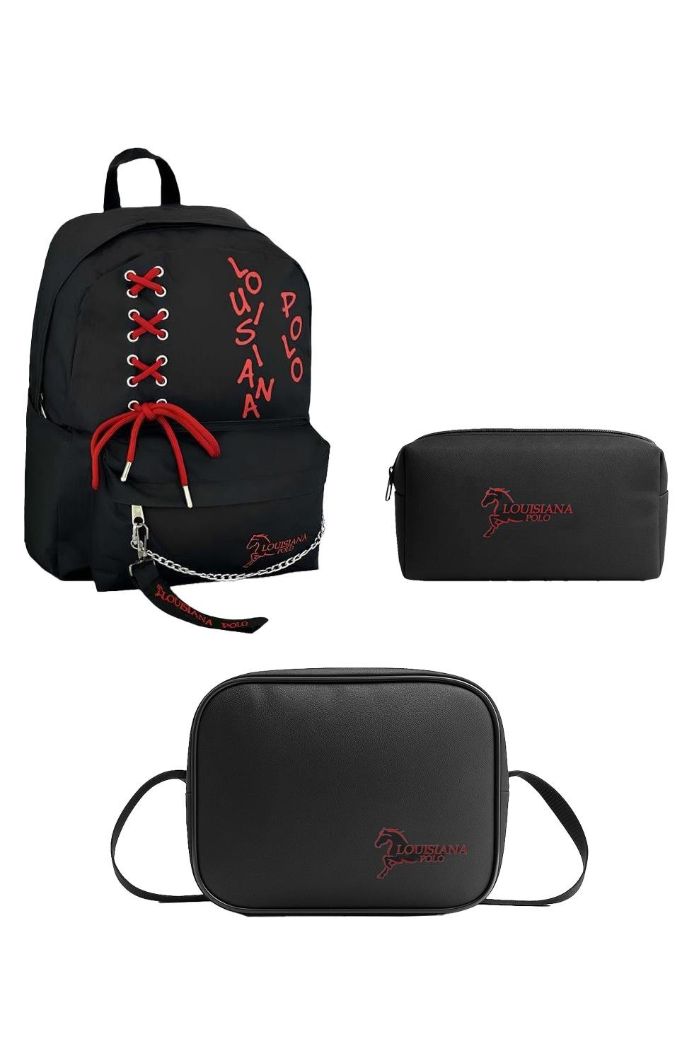 Louisiana Polo Okul Seti – Çanta + Termal Beslenme + Kalemlik Kırmızı 1141