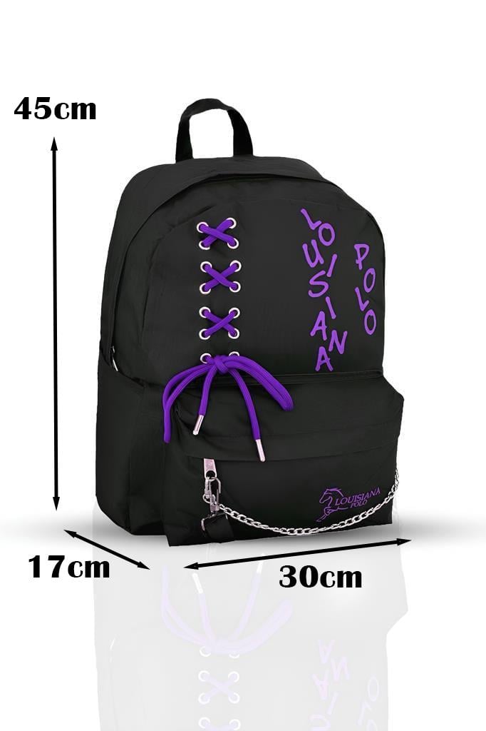 Louisiana Polo Okul Seti – Çanta + Termal Beslenme + Kalemlik +Kırmızı Matara Mor 1141