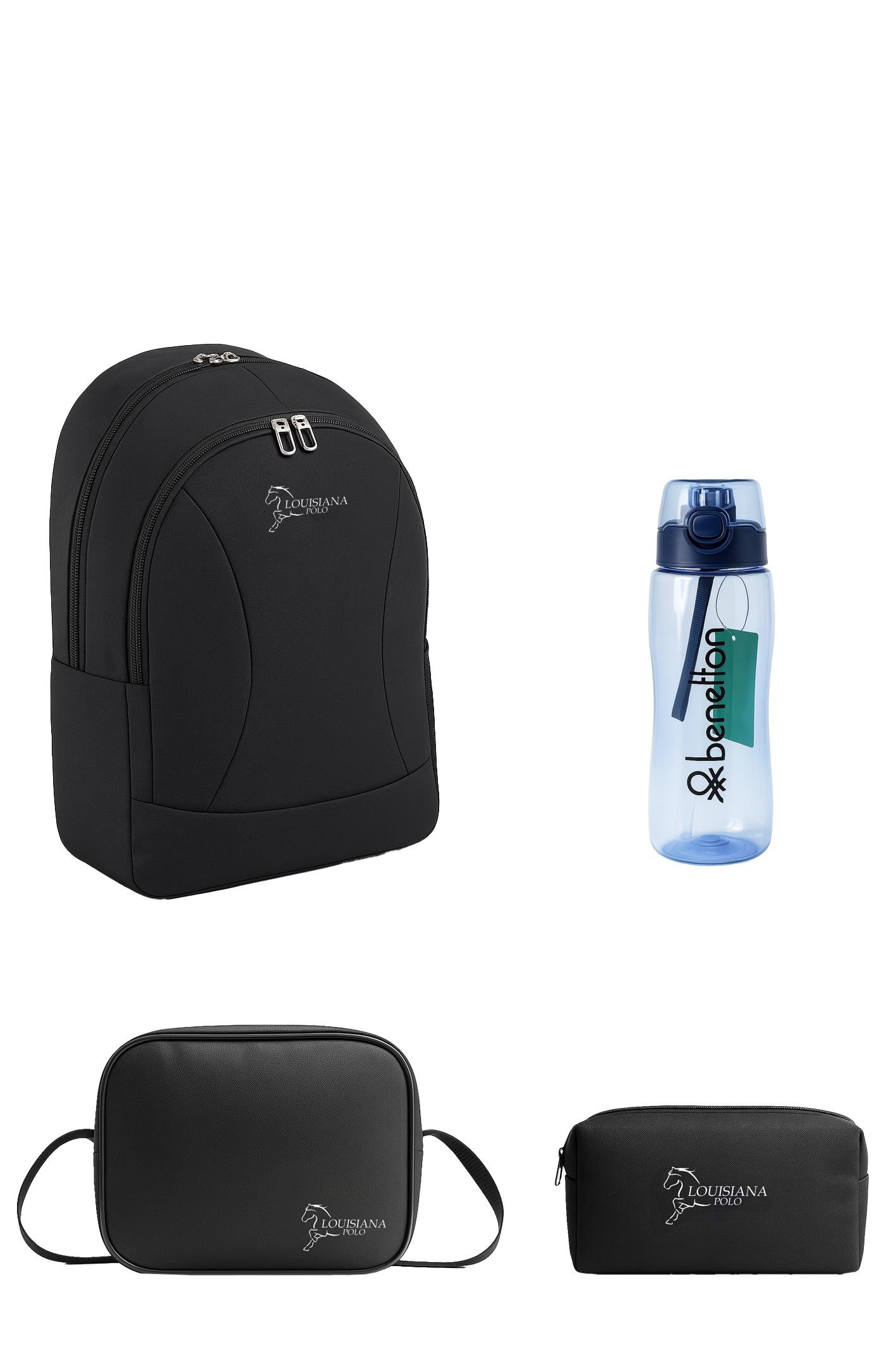 Louisiana Polo Okul Seti – Çanta + Termal Beslenme + Kalemlik + Mavi Matara Beyaz 2455