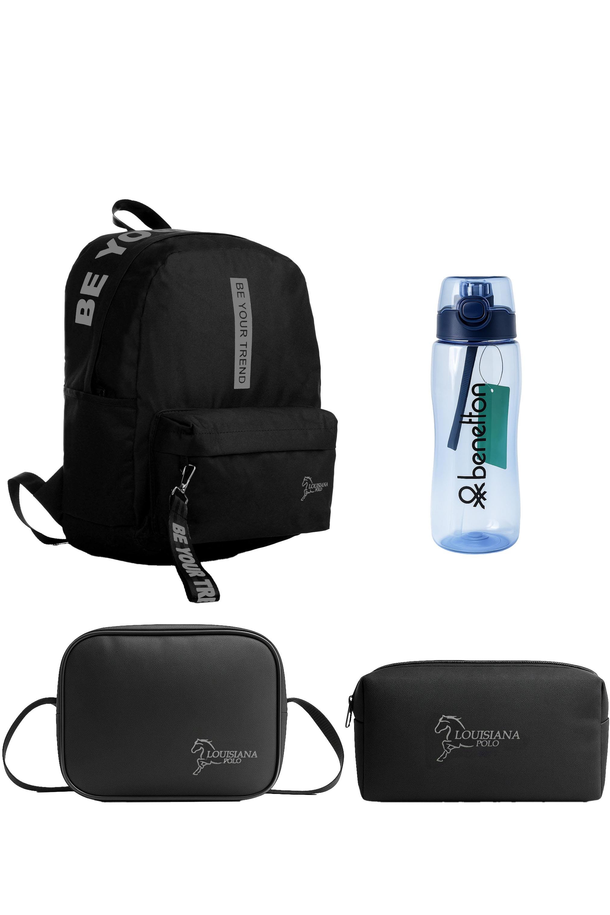 Louisiana Polo Okul Seti – Çanta + Termal Beslenme + Kalemlik + Mavi Matara Füme 1140