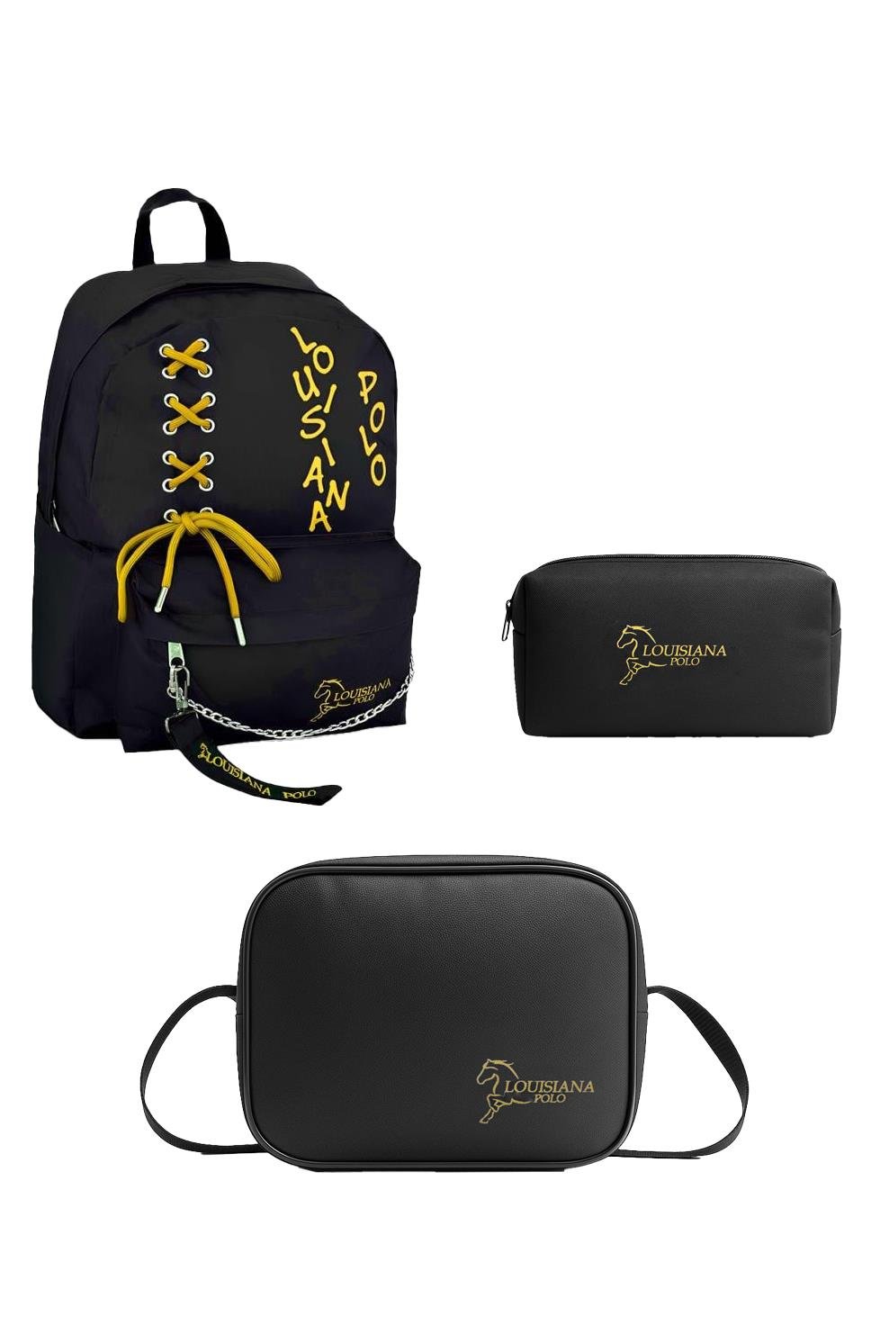 Louisiana Polo Okul Seti – Çanta + Termal Beslenme + Kalemlik Sarı 1141