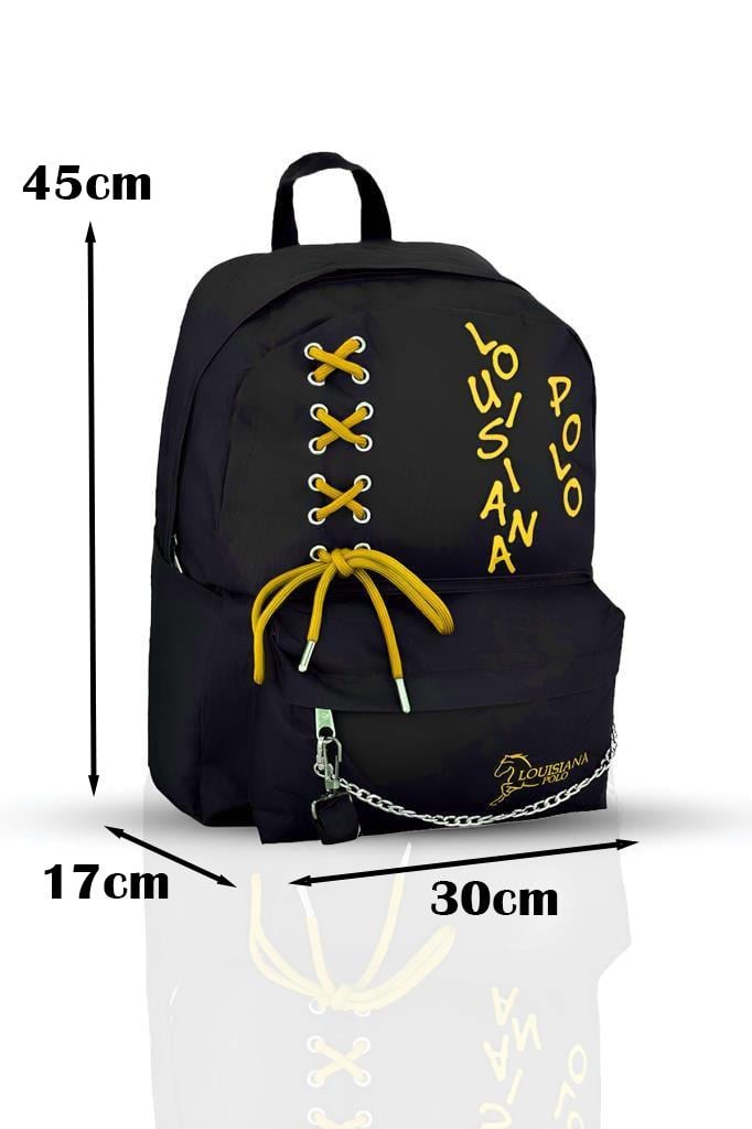 Louisiana Polo Okul Seti – Çanta + Termal Beslenme + Kalemlik + Kırmızı Matara Sarı 1141