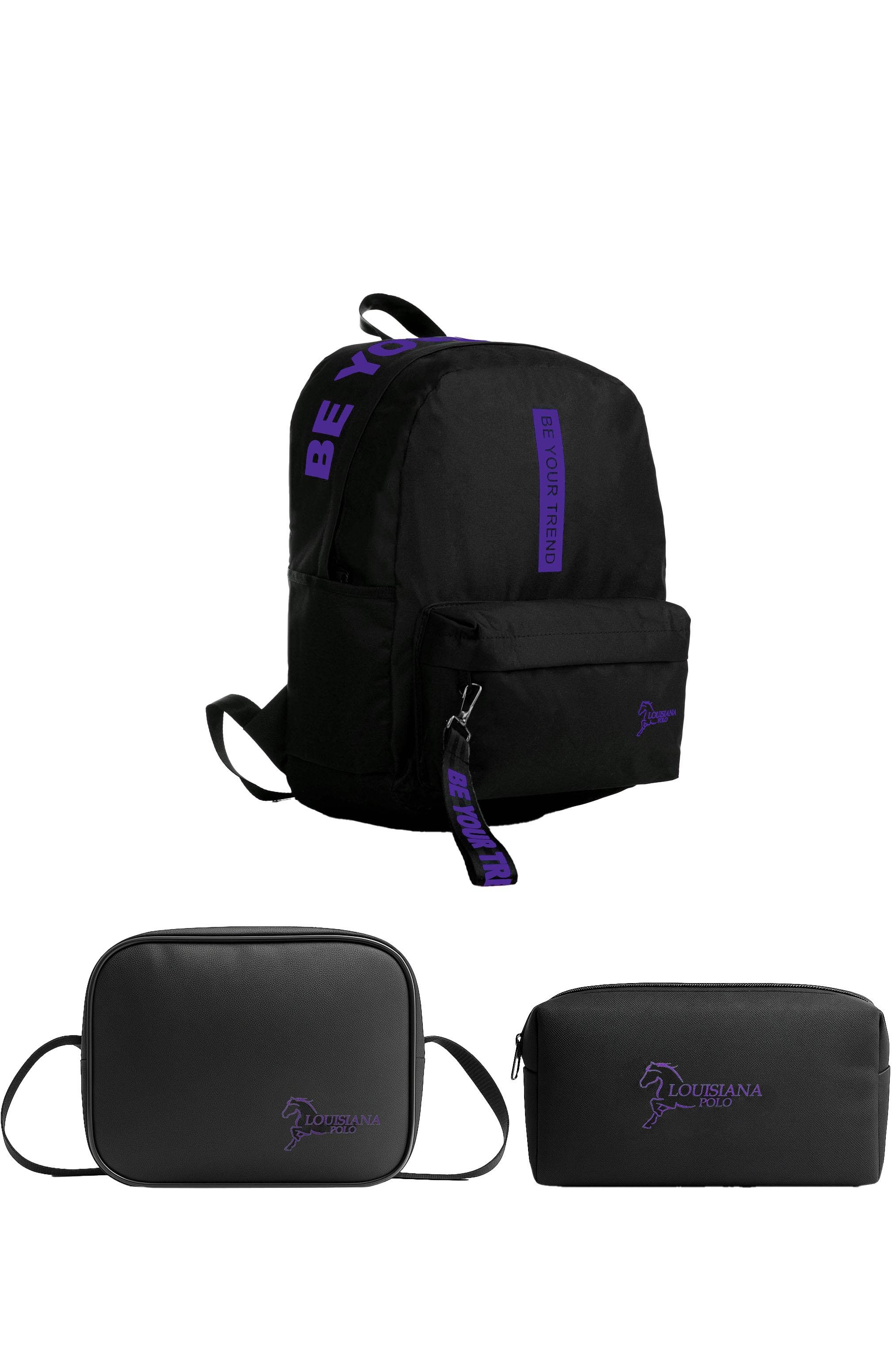 Louisiana Polo Okul Seti – Çanta + Termal Beslenme + Kalemlik Mor 1140