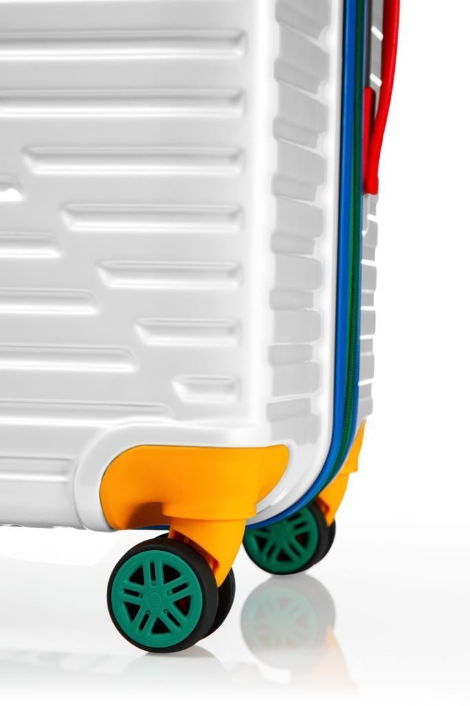 Orta Boy %100 Polikarbon Valiz 4x2 Teker Beyaz 1088