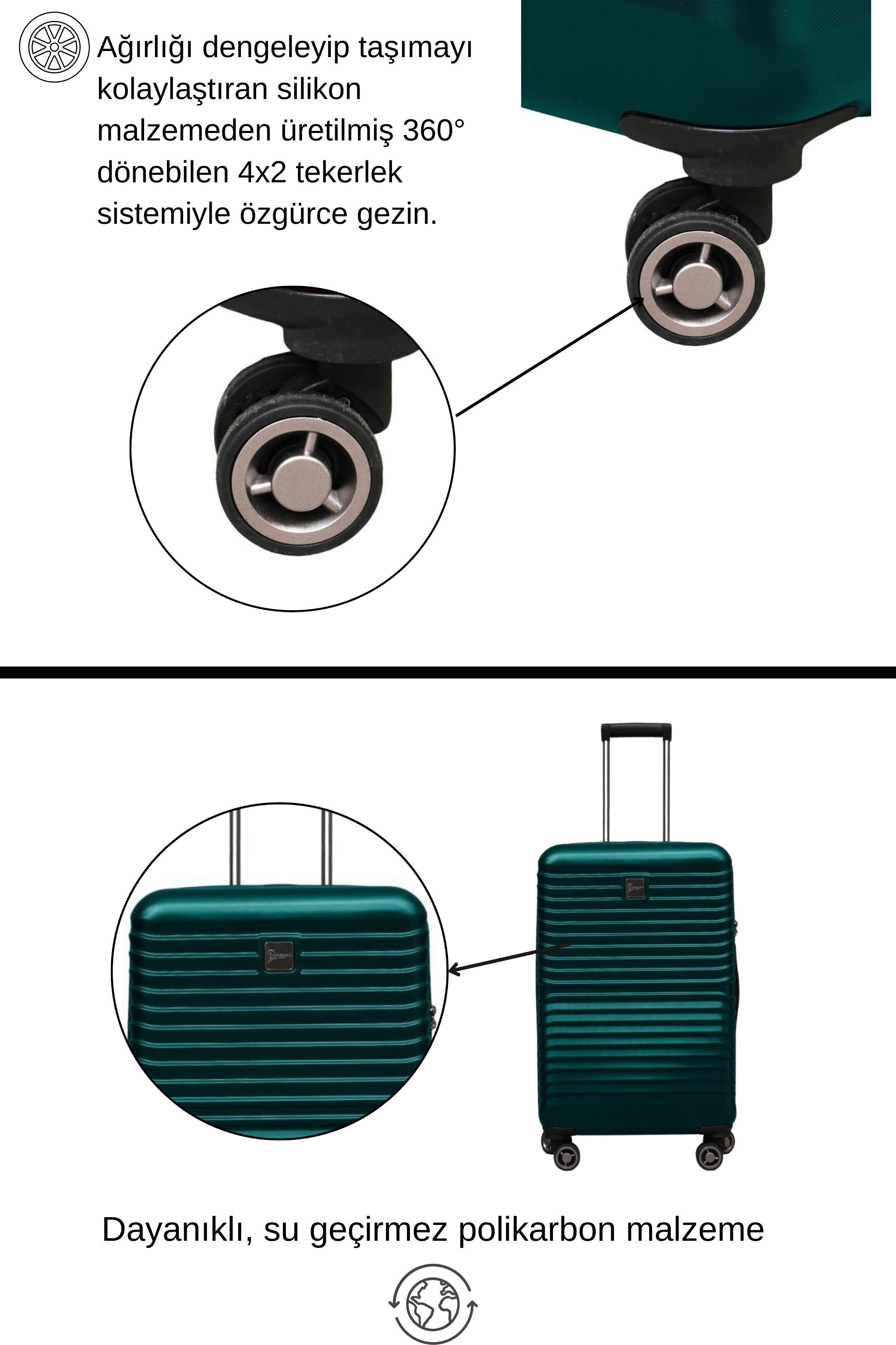 Orta Boy %100 Polikarbon Valiz Petrol 1811