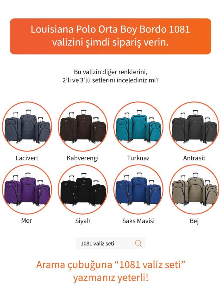 Orta Boy 4 Teker Kumaş Valiz Bordo 1081