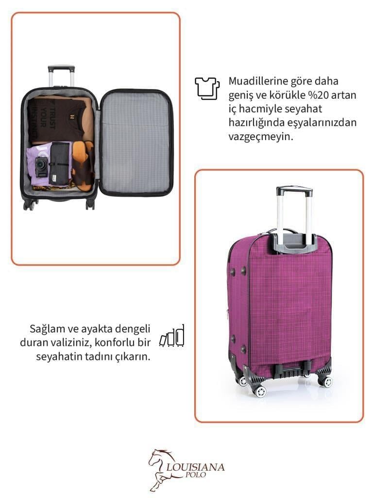 Orta Boy 4 Teker Kumaş Valiz Fuşya 1081