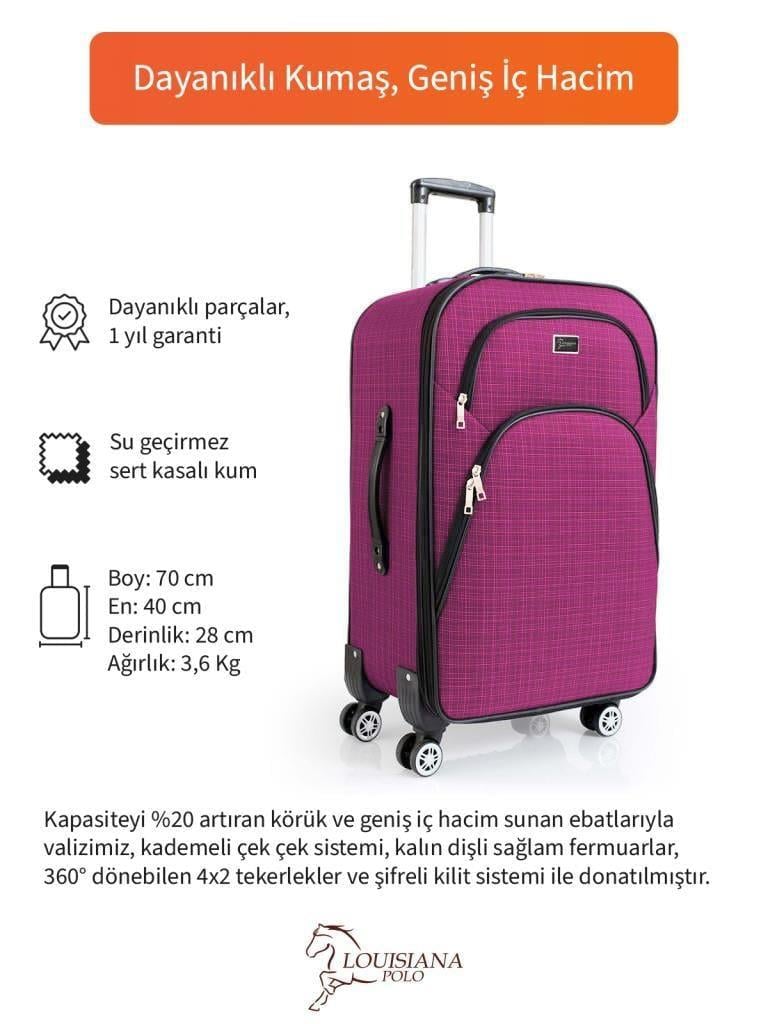 Orta Boy 4 Teker Kumaş Valiz Fuşya 1081