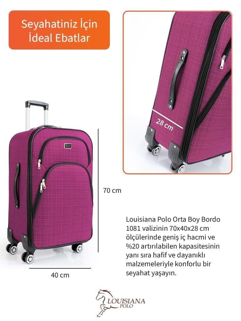 Orta Boy 4 Teker Kumaş Valiz Fuşya 1081