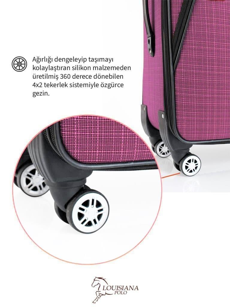 Orta Boy 4 Teker Kumaş Valiz Fuşya 1081