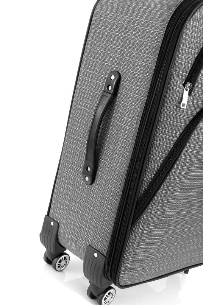 Orta Boy 4 Teker Kumaş Valiz Gri 1081