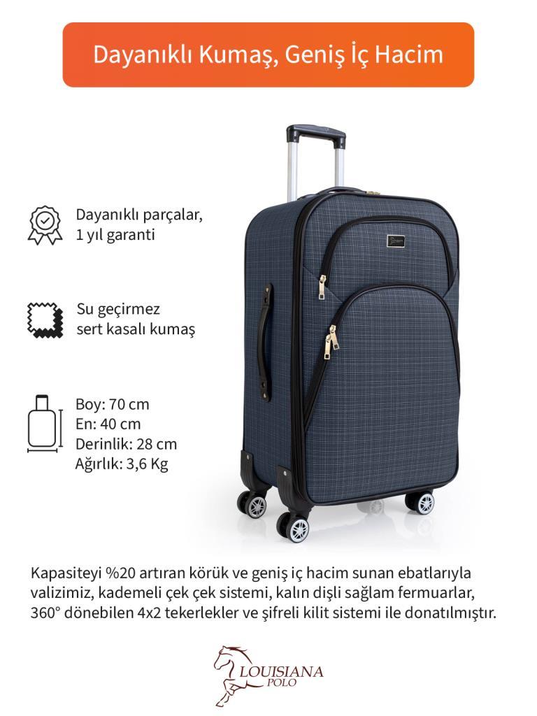 Orta Boy 4 Teker Kumaş Valiz Lacivert 1081