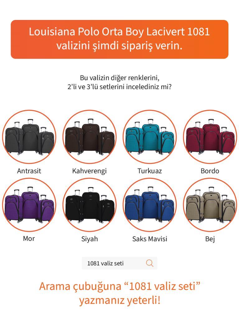 Orta Boy 4 Teker Kumaş Valiz Lacivert 1081