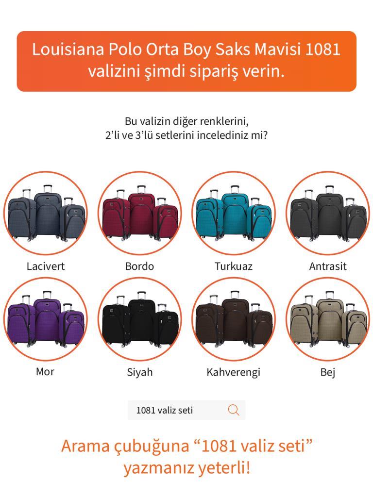 Orta Boy 4 Teker Kumaş Valiz Saks Mavi 1081