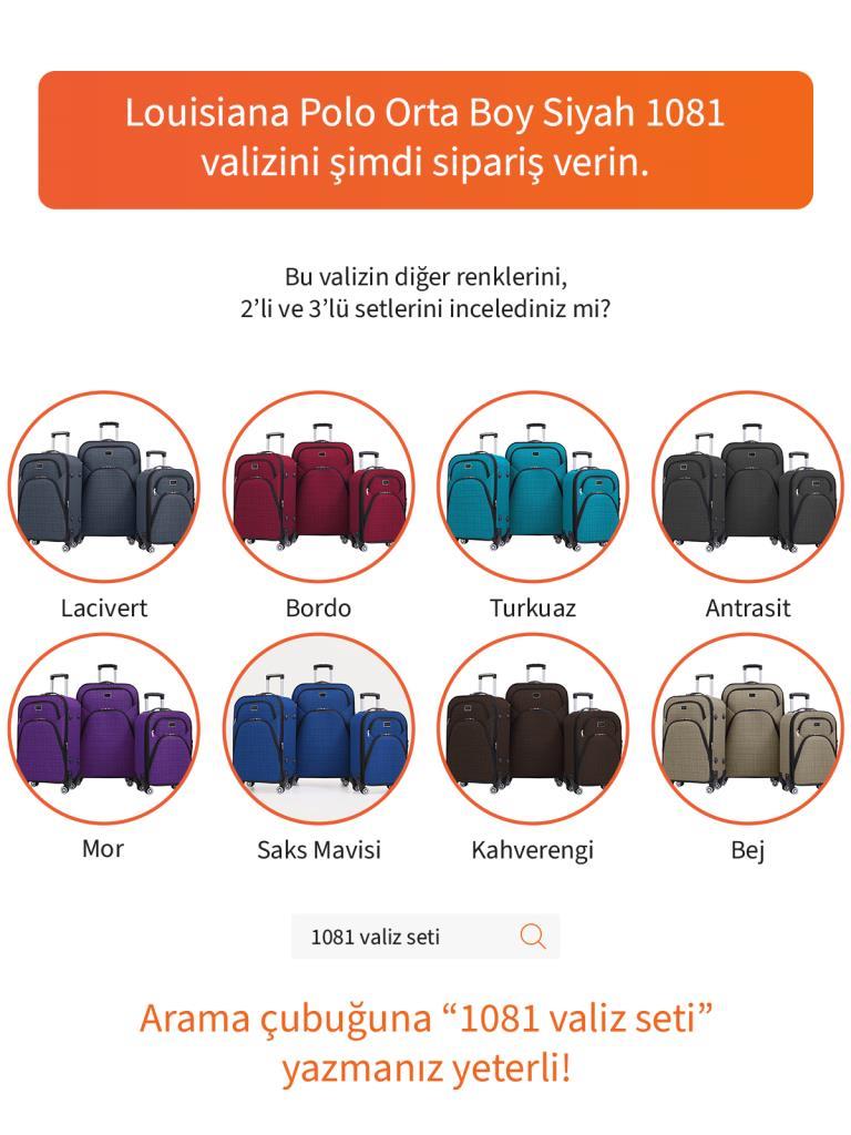 Orta Boy 4 Teker Kumaş Valiz Siyah 1081