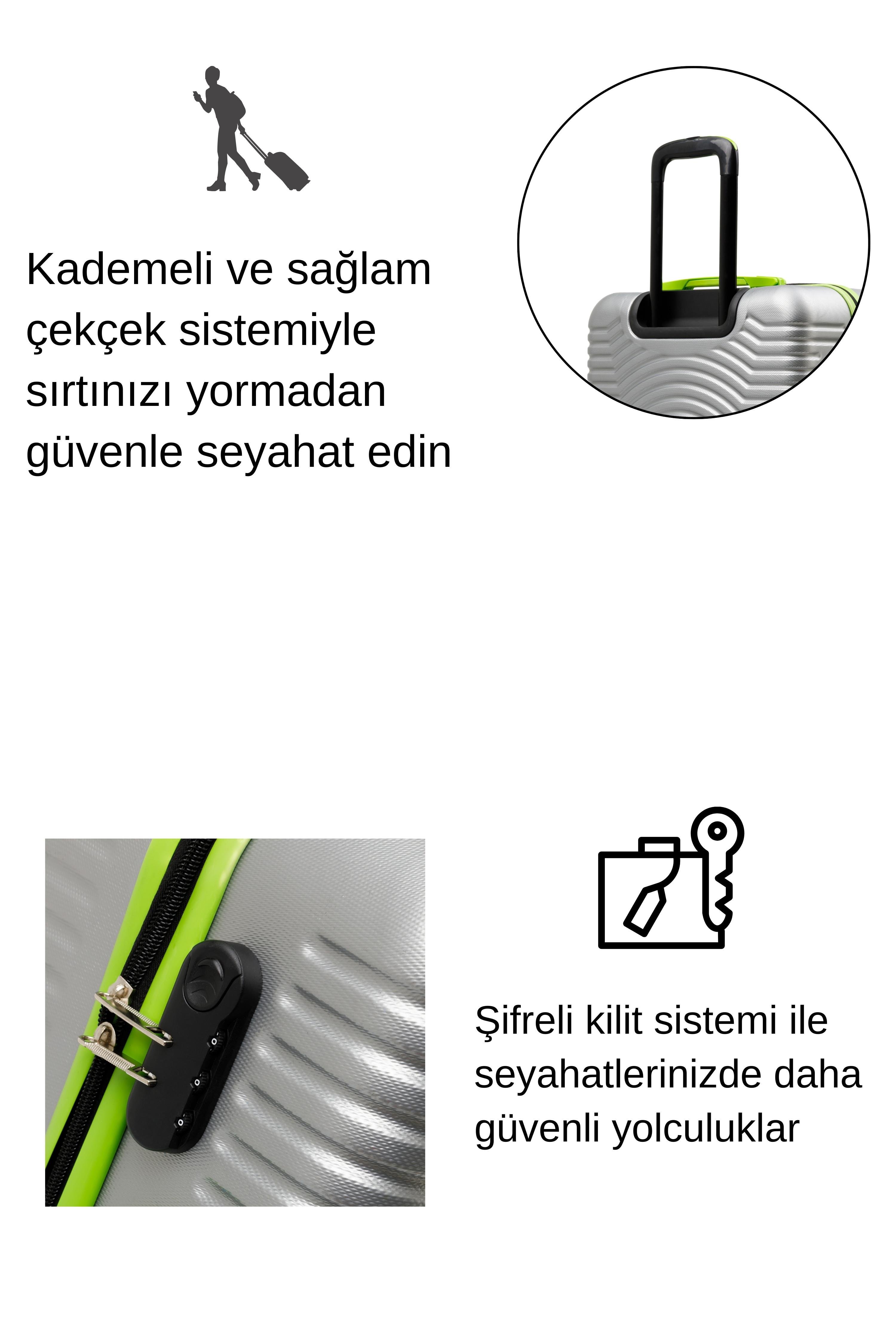 Orta Boy Valiz 4x2 Teker Gri 1169