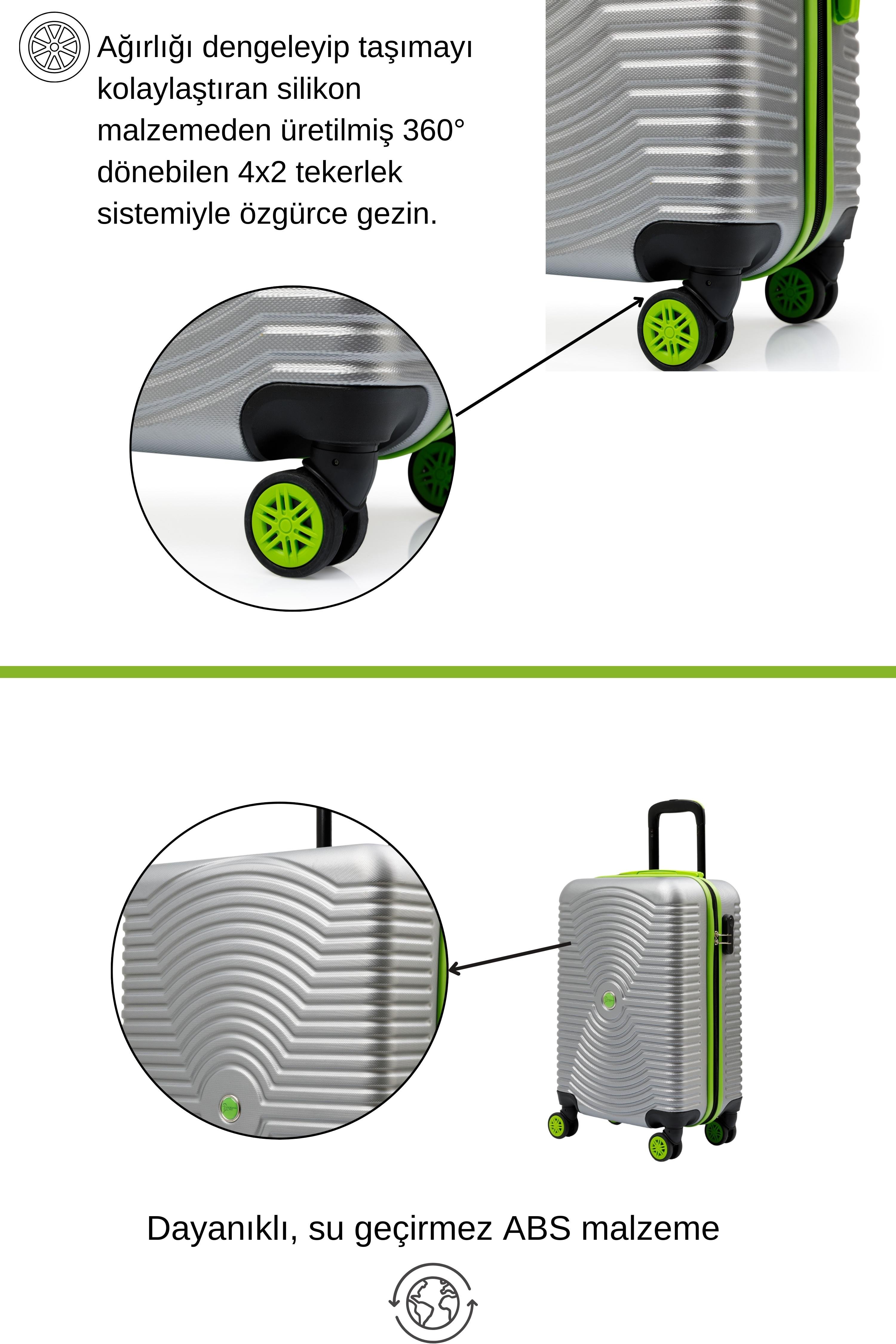 Orta Boy Valiz 4x2 Teker Gri 1169