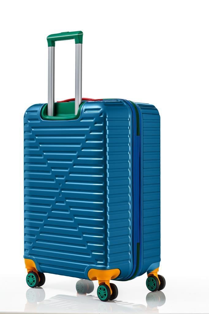 Orta Ve Kabin Boy 2'li Valiz Seti %100 Polikarbon Valiz 4x2 Teker Mavi 1088